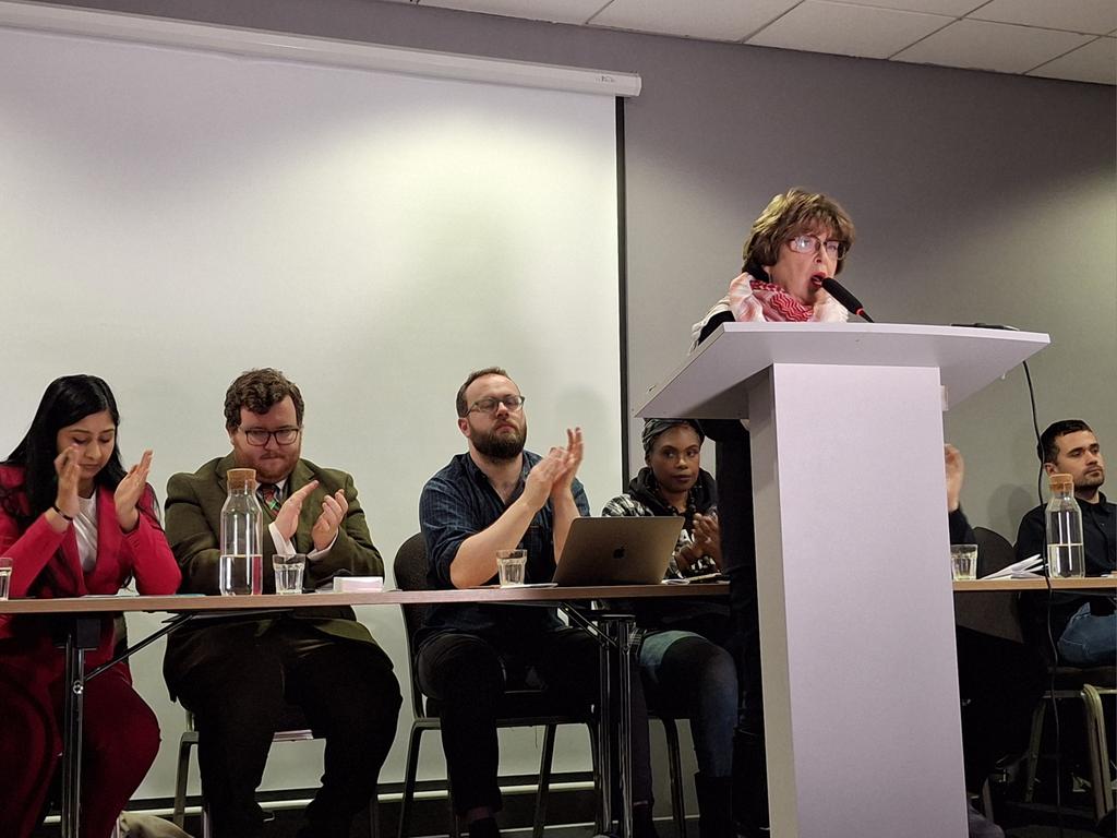 A powerful speech from our member Audrey White who says "All power to the   members of Your Party,  all power to the branches and Free, Free, Palestine. " <a href="/RedRosa91940184/">audrey White</a> <a href="/zarahsultana/">Zarah Sultana MP</a> #StarmerOut