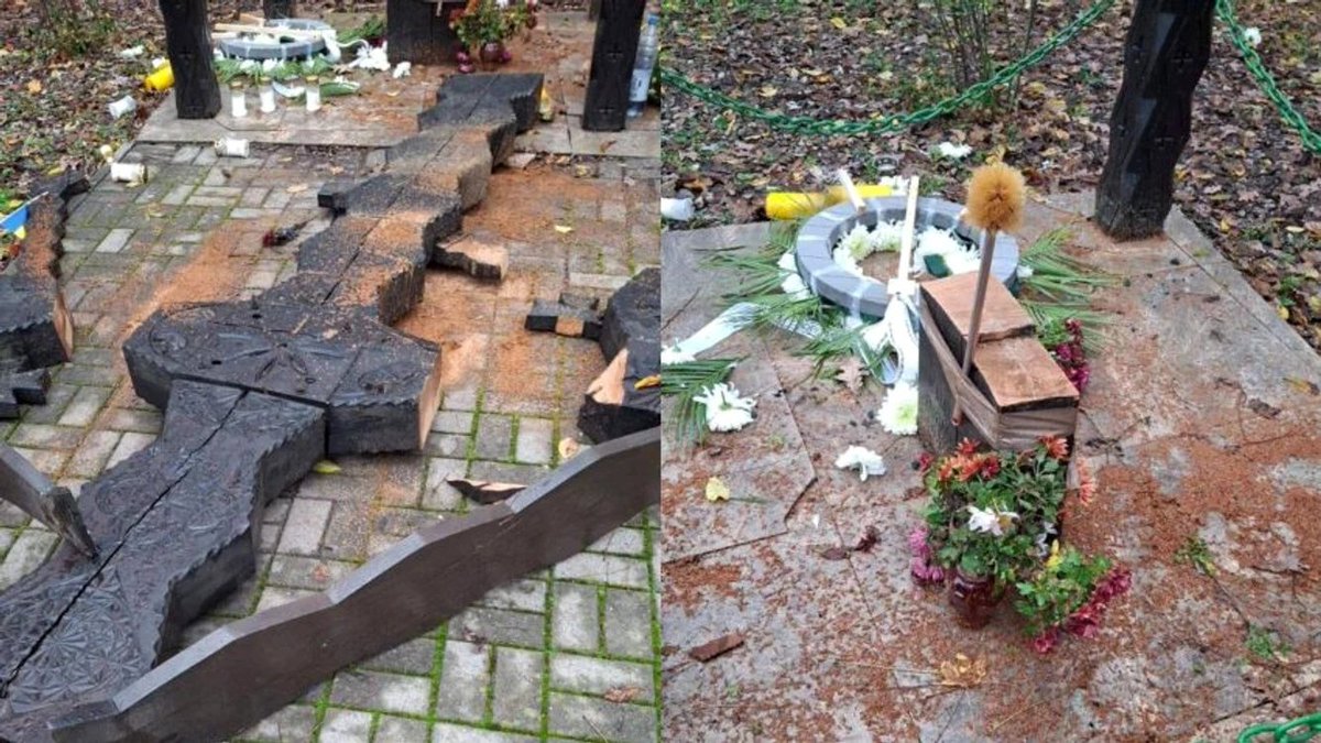 After the Romanian authorities failed to take any action against a very much illegal monument dedicated to the leader of Romania's WW2 fascist movement, a random Romanian took a chainsaw today and simply cut the damn thing off, leaving a toilet brush in its place.