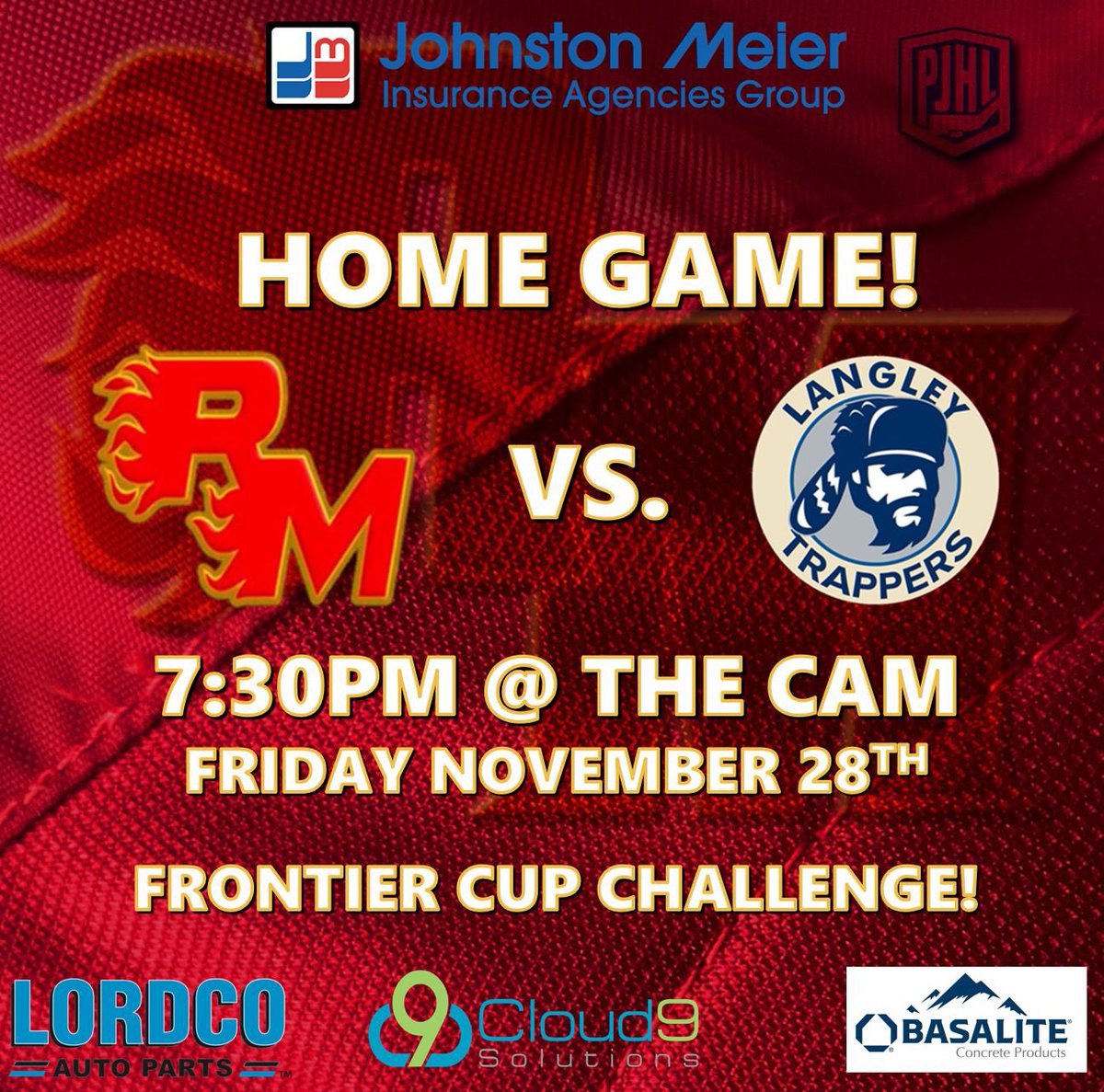 FLAMES GAME DAY!
FRONTIER CUP! 
Regular Season Game No. 21!
📍- The Cam
🆚 - <a href="/LangleyTrappers/">Langley Trappers</a> 
⏰ - 7:30pm puck drop 
📺 - <a href="/FloHockey/">FloHockey</a> 
🔥🔥🔥🔥