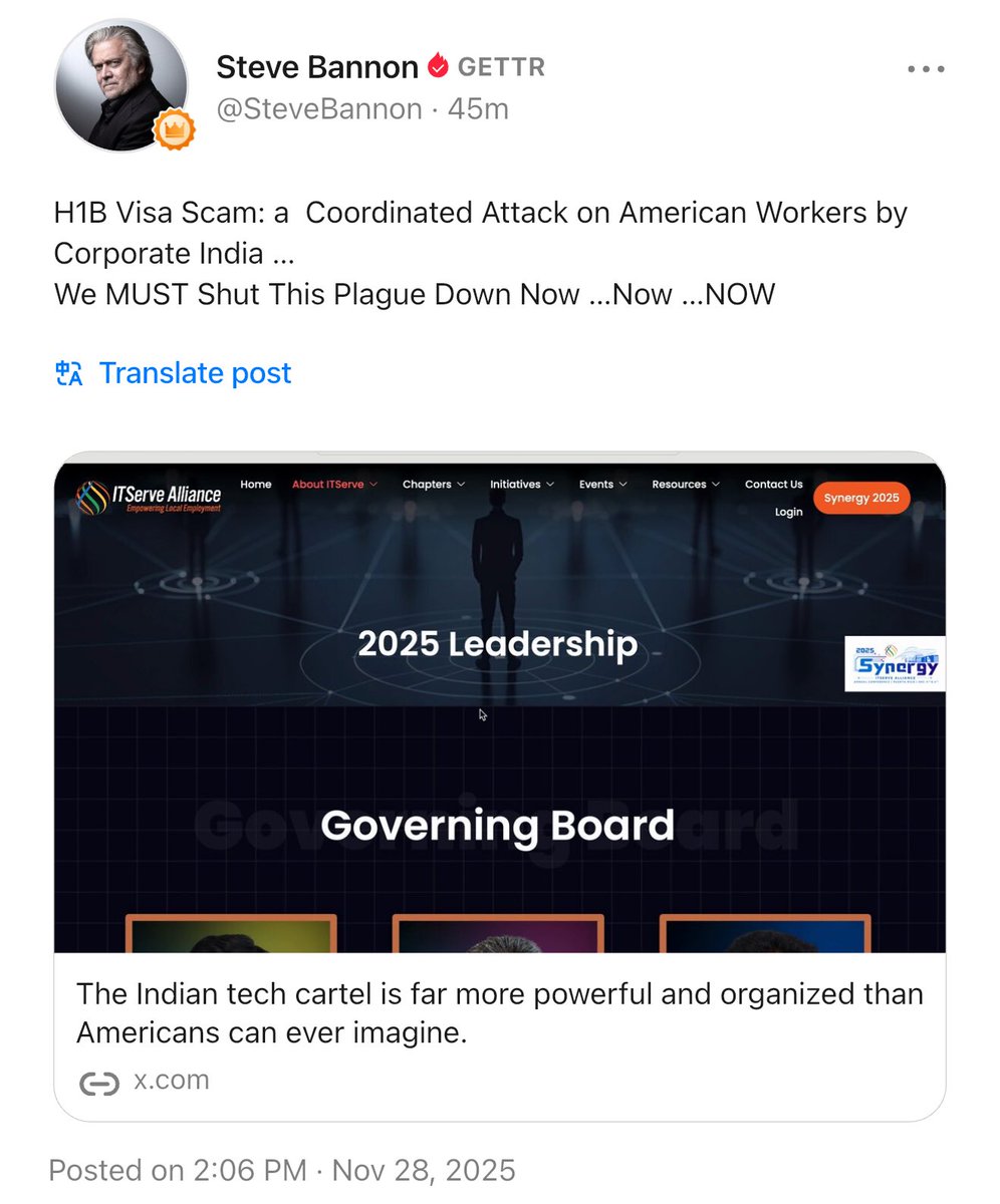 H1B Visa Scam: a  Coordinated Attack on American Workers by Corporate India …
We MUST Shut This Plague Down Now …Now …NOW  

x.com/JobsNowPaper/s…