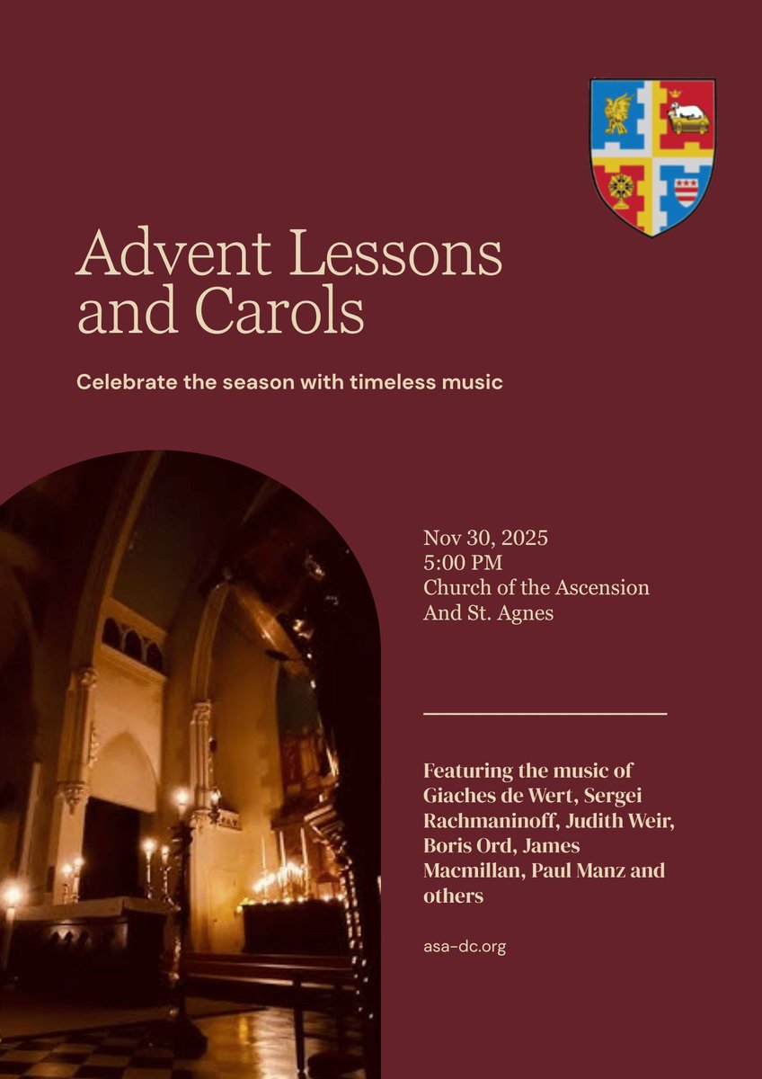 THIS SUNDAY!

Join us for an evening of beautiful music sung by the choir of Ascension and St. Agnes.