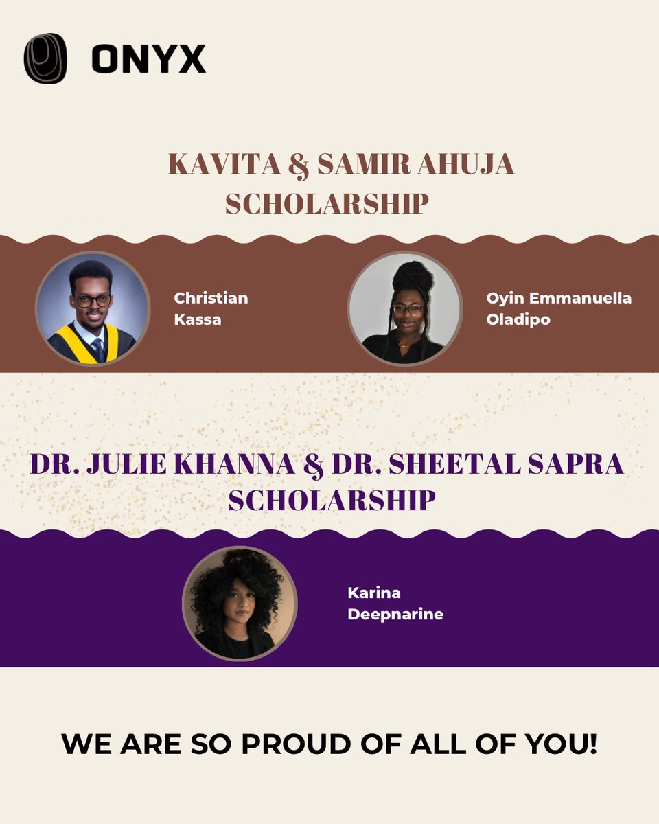 Hey Onyx Fam! 
We’re celebrating our 2025 Scholarship winners on this #FeelGoodFriday! Huge congrats to all of the recipients, &amp; major thanks to our generous supporters who made it possible for us to acknowledge the hard work of these incredible scholars! #excellence