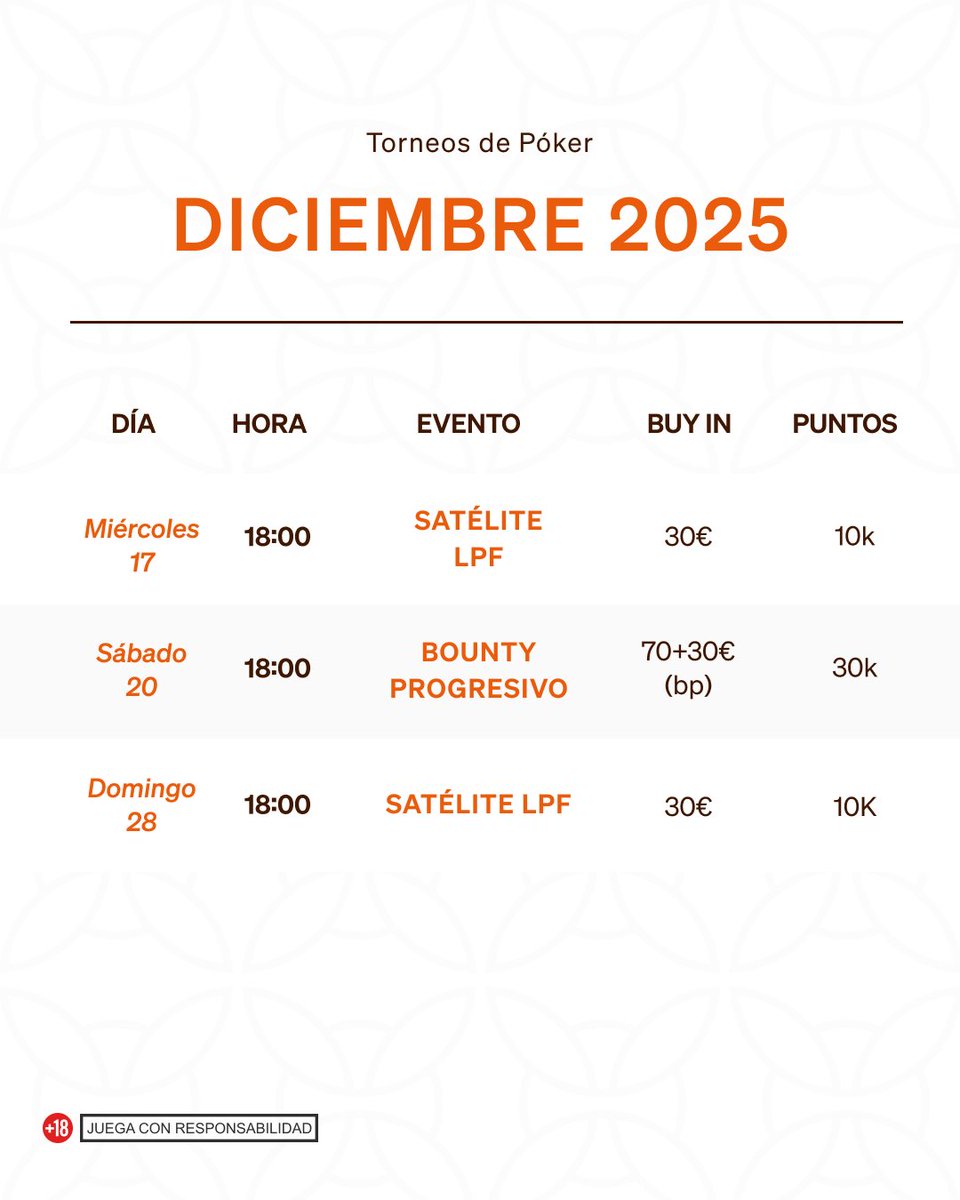 ♣️ Póker mensual de diciembre en Casino Mallorca ♣️

El torneo más esperado por los aficionados ya está aquí. Un plan perfecto para disfrutar del mejor póker.

🃏¿Te lo vas a perder?

#casinomallorca #poker