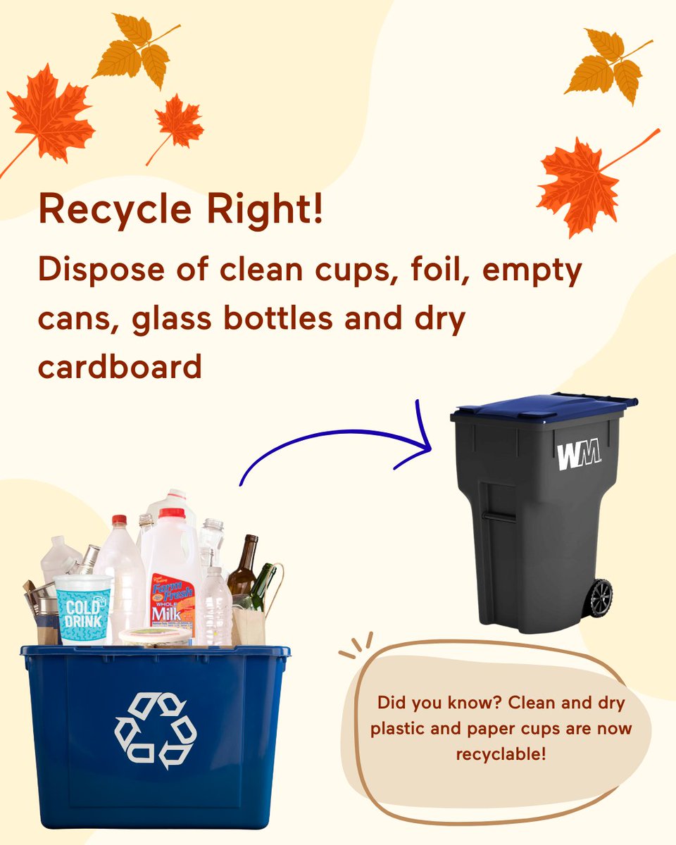 CityofRHE's tweet image. ♻️ Recycle Right!
Clean &amp;amp; dry recyclables = better reuse. When in doubt, rinse it out!

YES: clean cups, rinsed foil, empty cans, glass bottles, dry/flat cardboard
NO: food, liquids, greasy packaging, plastic packaging, plastic bags

💙🌎 #RecycleRight