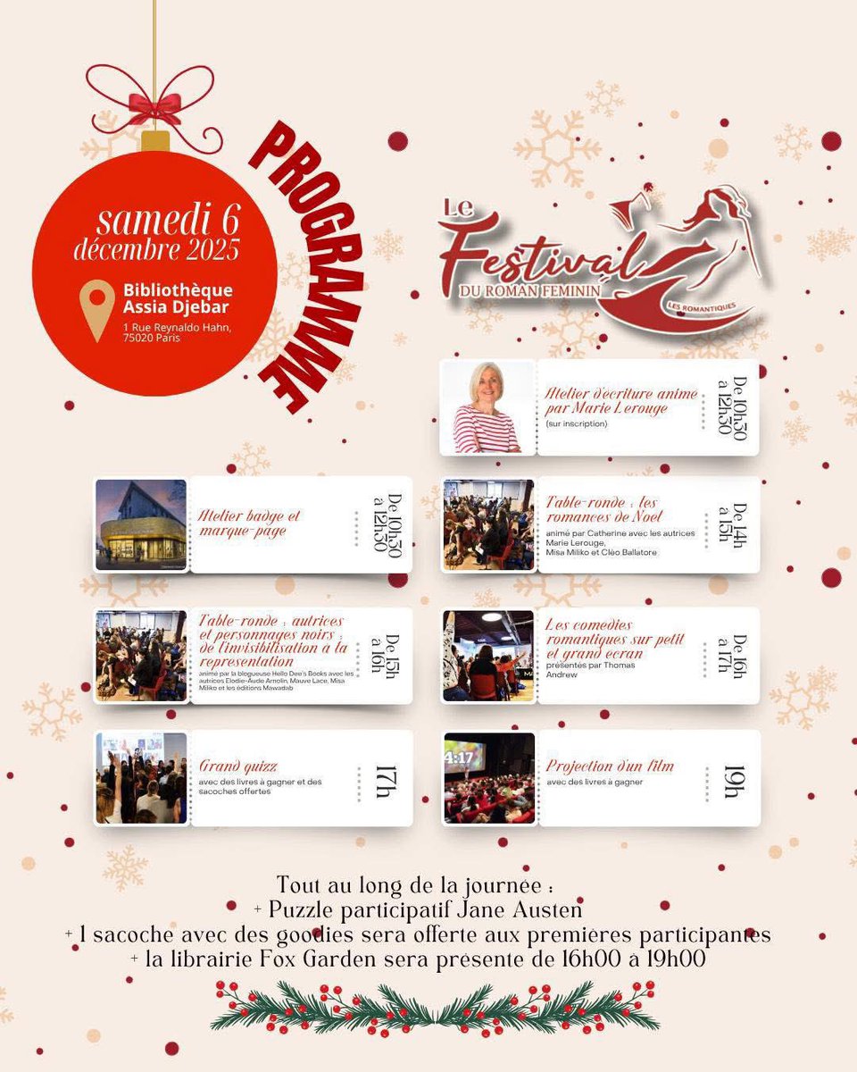 FestRomanFem's tweet photo. Pour notre dernière annonce de la semaine, voici le programme du Festival du Roman Féminin 2025! #FRF2025 https://t.co/JRG13yqXfT
