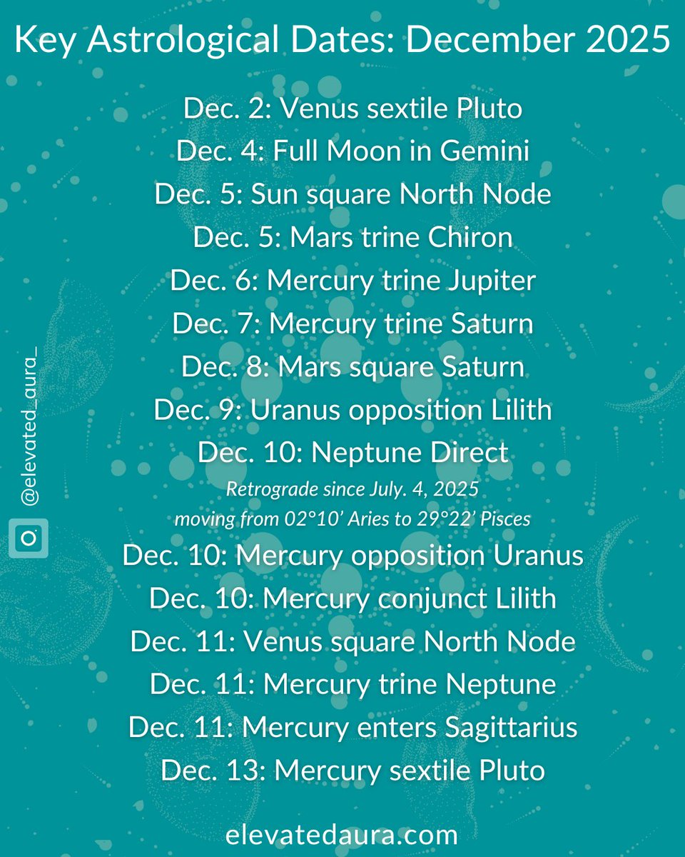 elevated_aura's tweet photo. December 2025 Astrology at a Glance

December is the month we stop pretending.
The month the truth becomes undeniable.
The month our intuition speaks louder than fear.

https://t.co/ONf0ZXcfxs https://t.co/EeCcWA3ydj