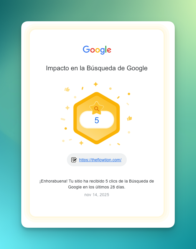 Got my first 5 clicks from Google. 🎉

SEO is definitely a challenge… but it feels great to see the first signs of movement.

Little wins count.