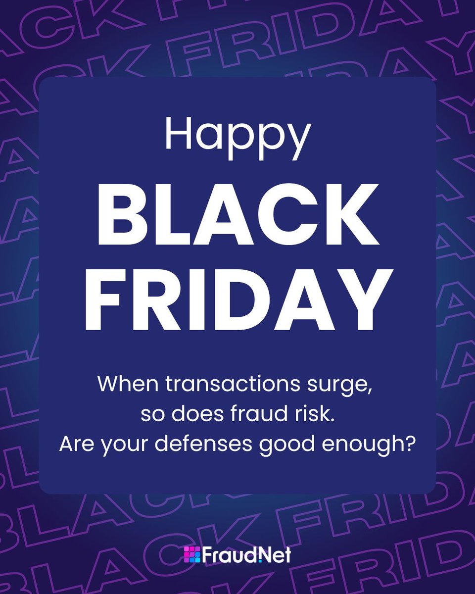 One of the busiest shopping days of the year is also one of the riskiest for fraud. FraudNet helps you stay a step ahead—so peak season doesn’t become peak losses. 

Book a meeting to learn more: buff.ly/y0a3Sx8

#fraudprevention #frauddetection #transactionfraud