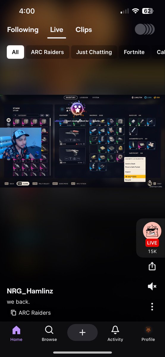 Holy shit Christmas came early!! @NRG_Hamlinz is back.