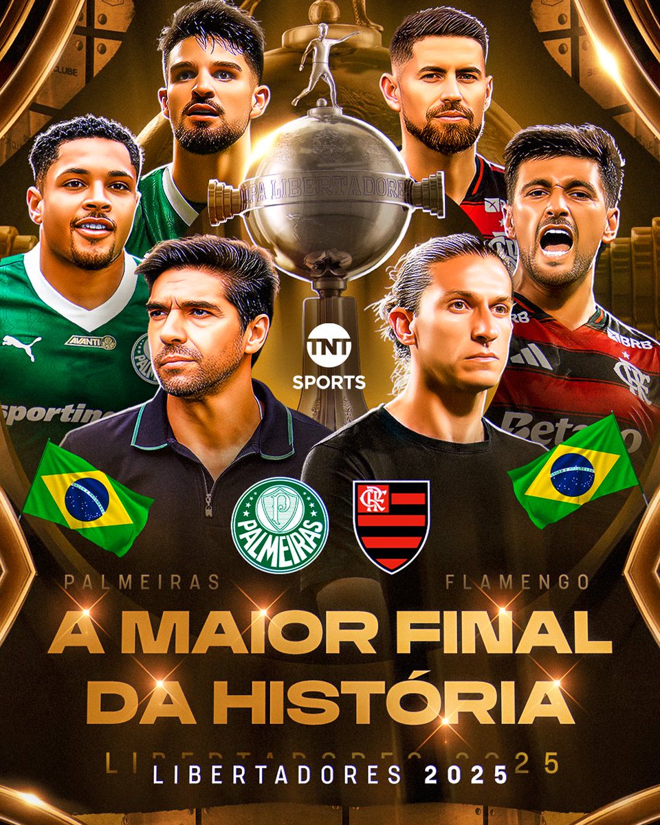 TNTSportsBR's tweet photo. ATENÇÃO! CHEGOU O DIA! É HOJEEEEEEE!!! 😱🔥🏆 PALMEIRAS E FLAMENGO DECIDEM O TÍTULO DA LIBERTADORES!

Ninguém aguentava mais esperar... chegou o grande dia da final da #Libertadores! Quem vai ficar com a taça?

#FutebolBrasileiro #PréJogo https://t.co/MOyV9ER6zg