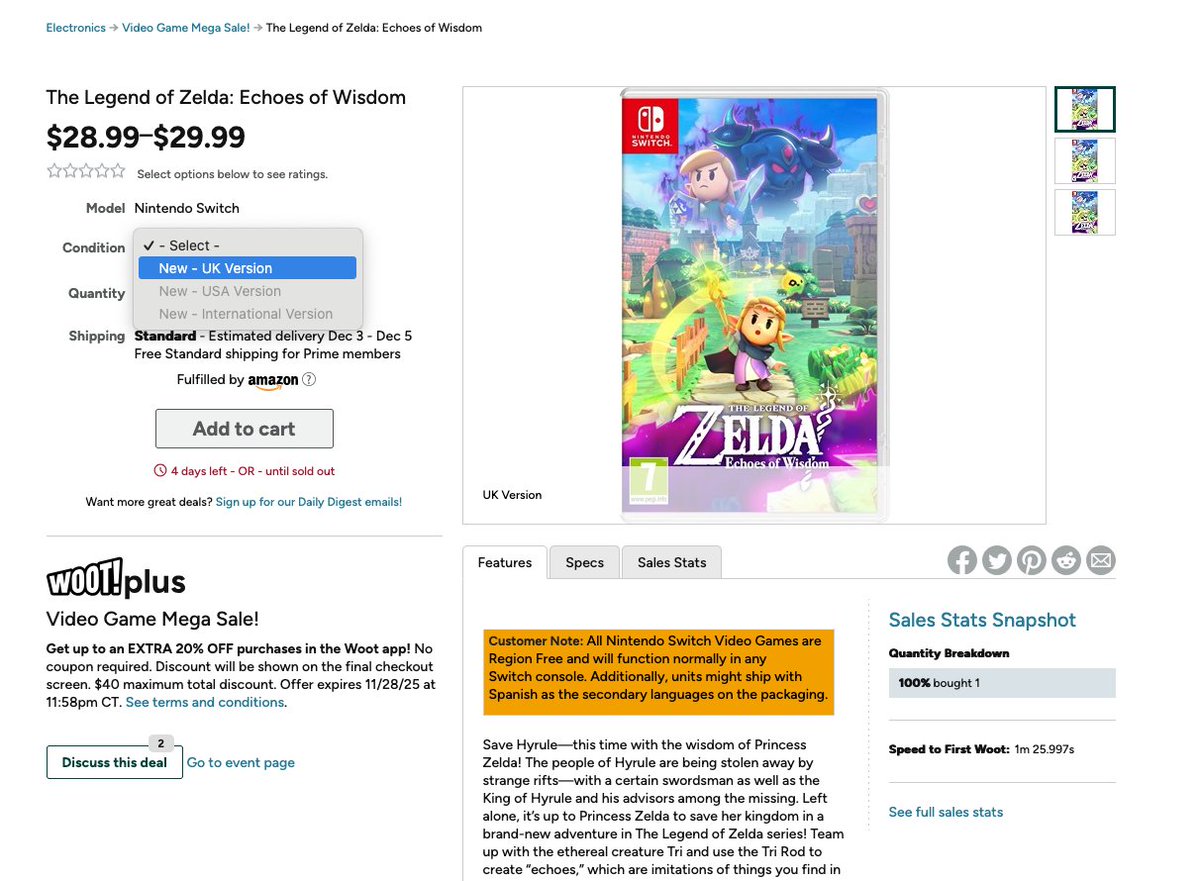 if you missed the Zelda: Echoes of Wisdom deal for $24 it's back