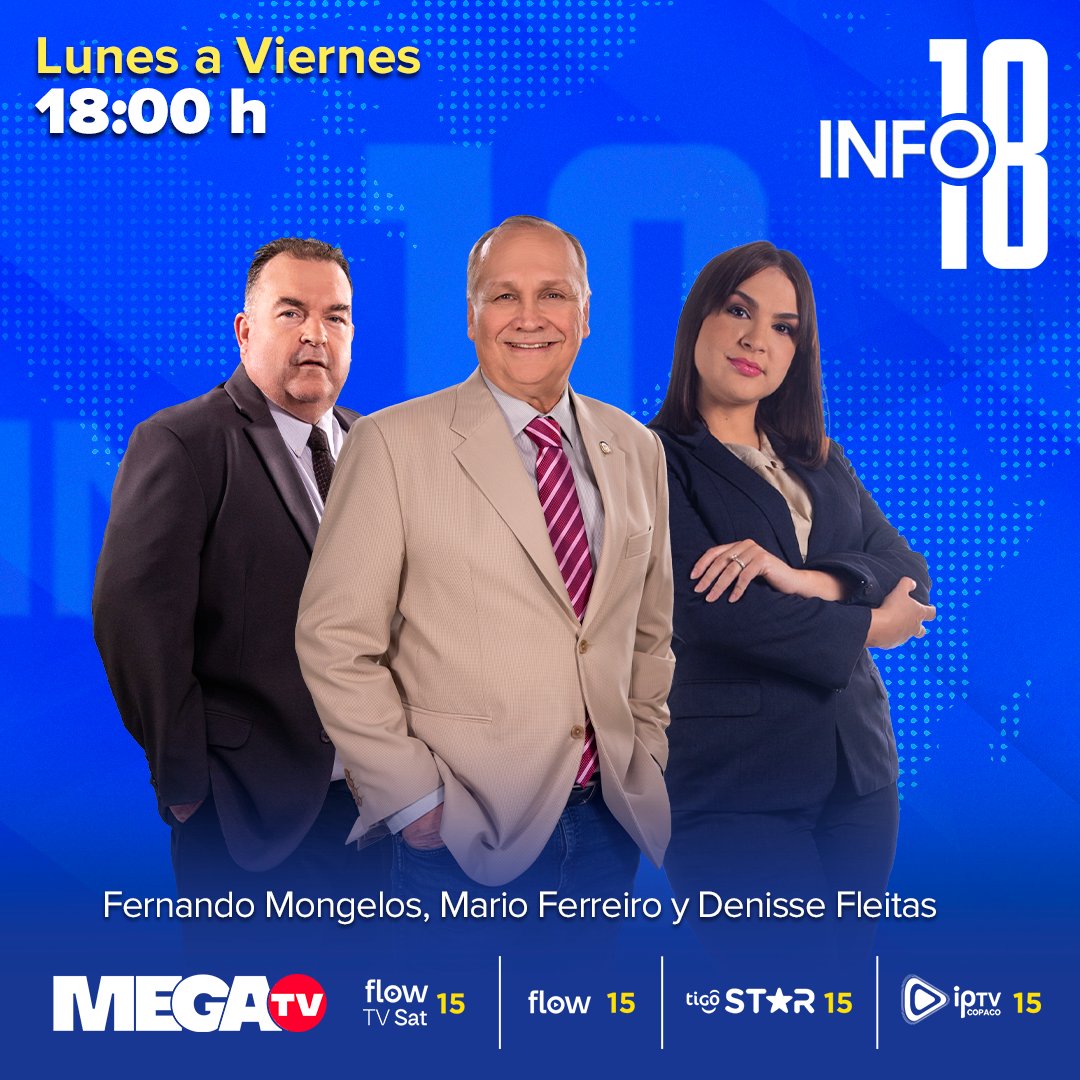 Megatv_py's tweet image. 𝗘𝗡 𝗩𝗜𝗩𝗢 🔴| ¡Arranca #Info18!🙌🏻

Te contamos todas las noticias resaltantes del día 🗞️

🎙️ Conducen: @Ferreiromario1, @nicheduarte
y Fernando Mongelos.

Hasta las 19:30 hs. por #MegaTV 📺