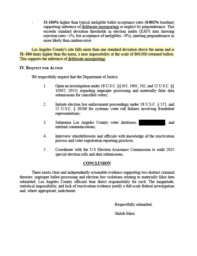 California used mail-in ballots of ineligible voters to rig prop 50. 

8 days after evidence was submitted to the U.S Department of Justice –– the Whitehouse confirmed California is under federal investigation. 

"There exists clear and independently actionable evidence