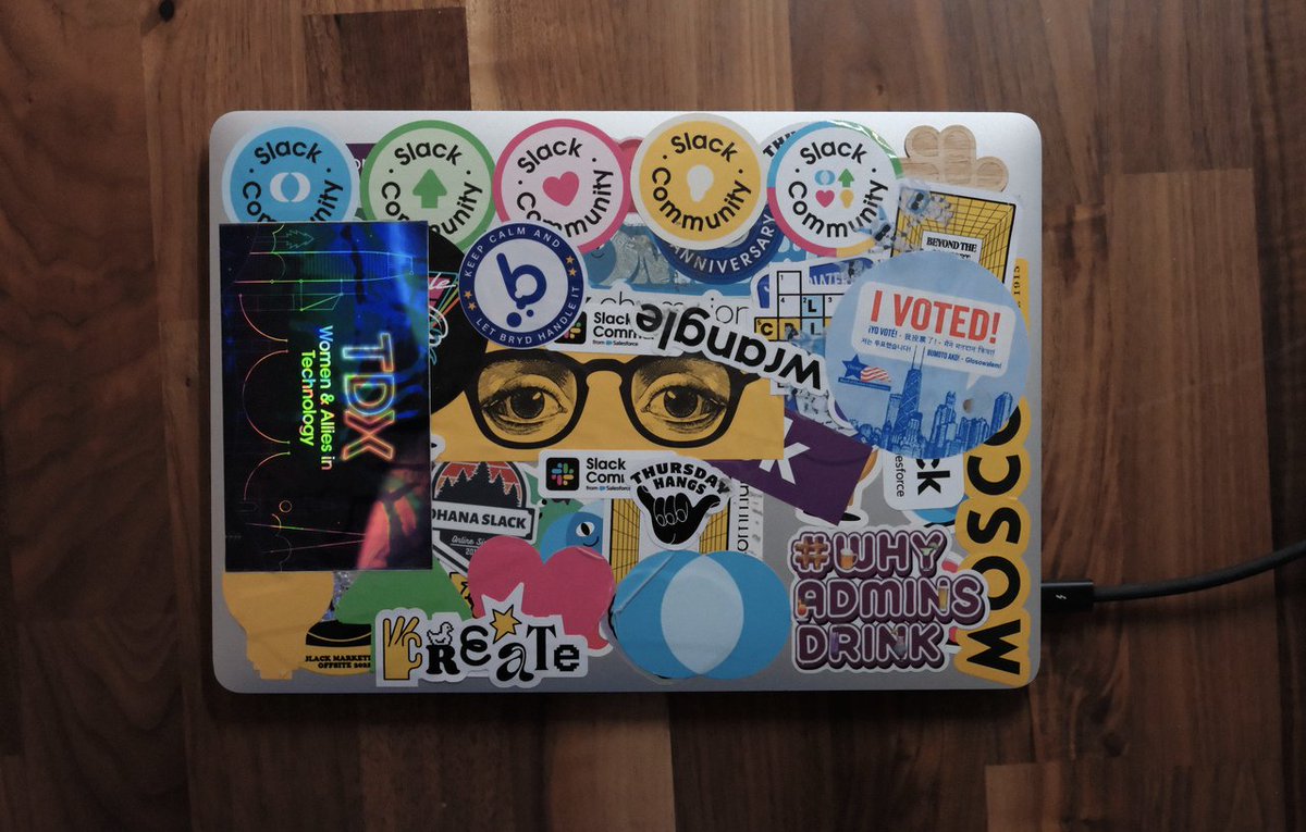 jcbgrss's tweet image. networking hack: make friends with people who put stickers on their work laptop