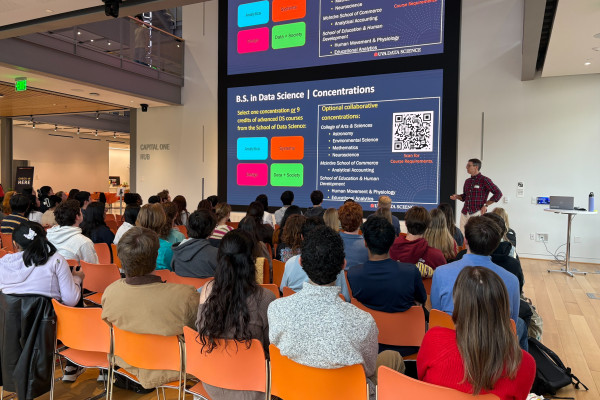 uvadatascience's tweet image. B.S. in Data Science students can tailor their degree through collaborative concentrations, connecting data with fields from economics to astronomy.

Our first Collaborative Concentration Night helped students explore these exciting pathways. Learn more: bit.ly/47E5AkS