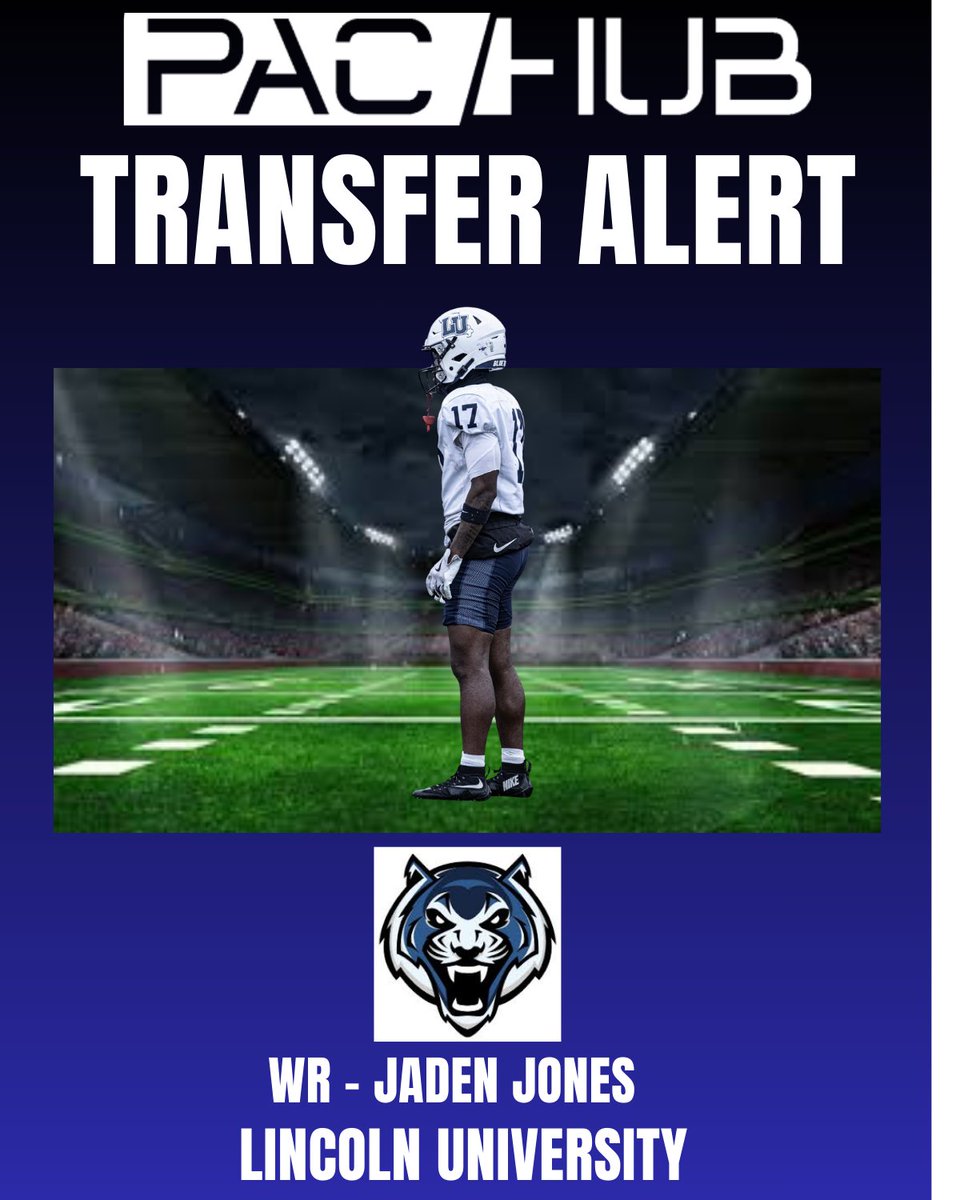 TRANSFER ALERT - Lincoln University WR Jaden Jones has entered the transfer portal! Jones has three years of eligibility and a ton of untapped potential!

<a href="/IamJadenJones4/">Jaden “JJ” Jones</a>