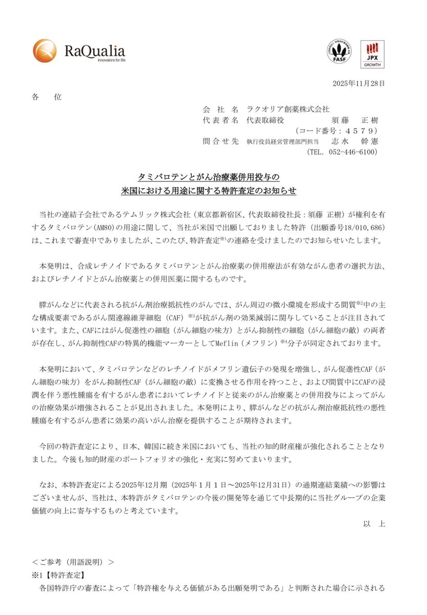 commu_blog's tweet image. あのラクオリアが特許で16％上げだと……！！