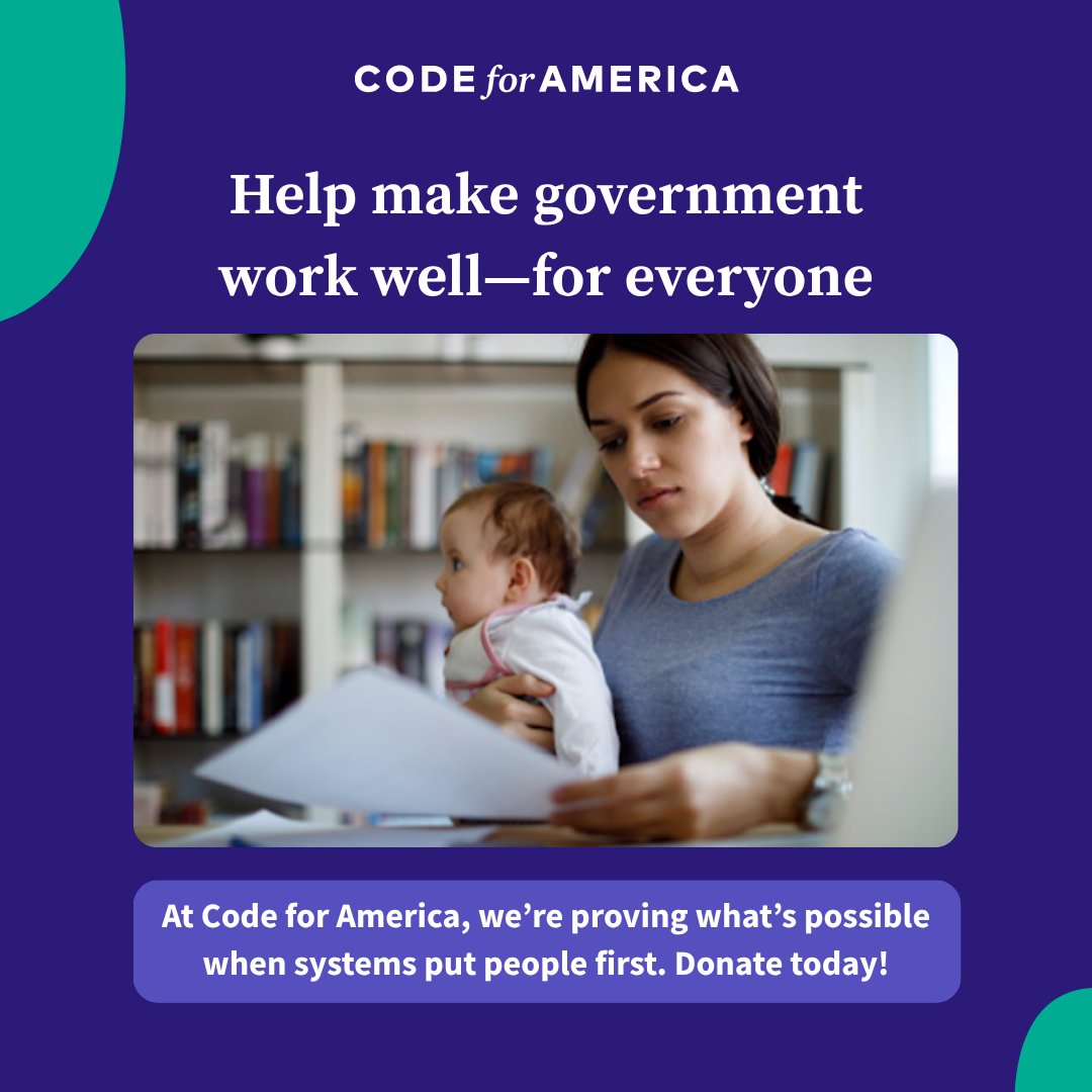 codeforamerica's tweet image. #GivingTuesday ✨ Public benefits shouldn’t have barriers. Code for America fights to keep services like food assistance &amp;amp; healthcare accessible. Give today to help families nationwide.

bit.ly/4oQAfS4