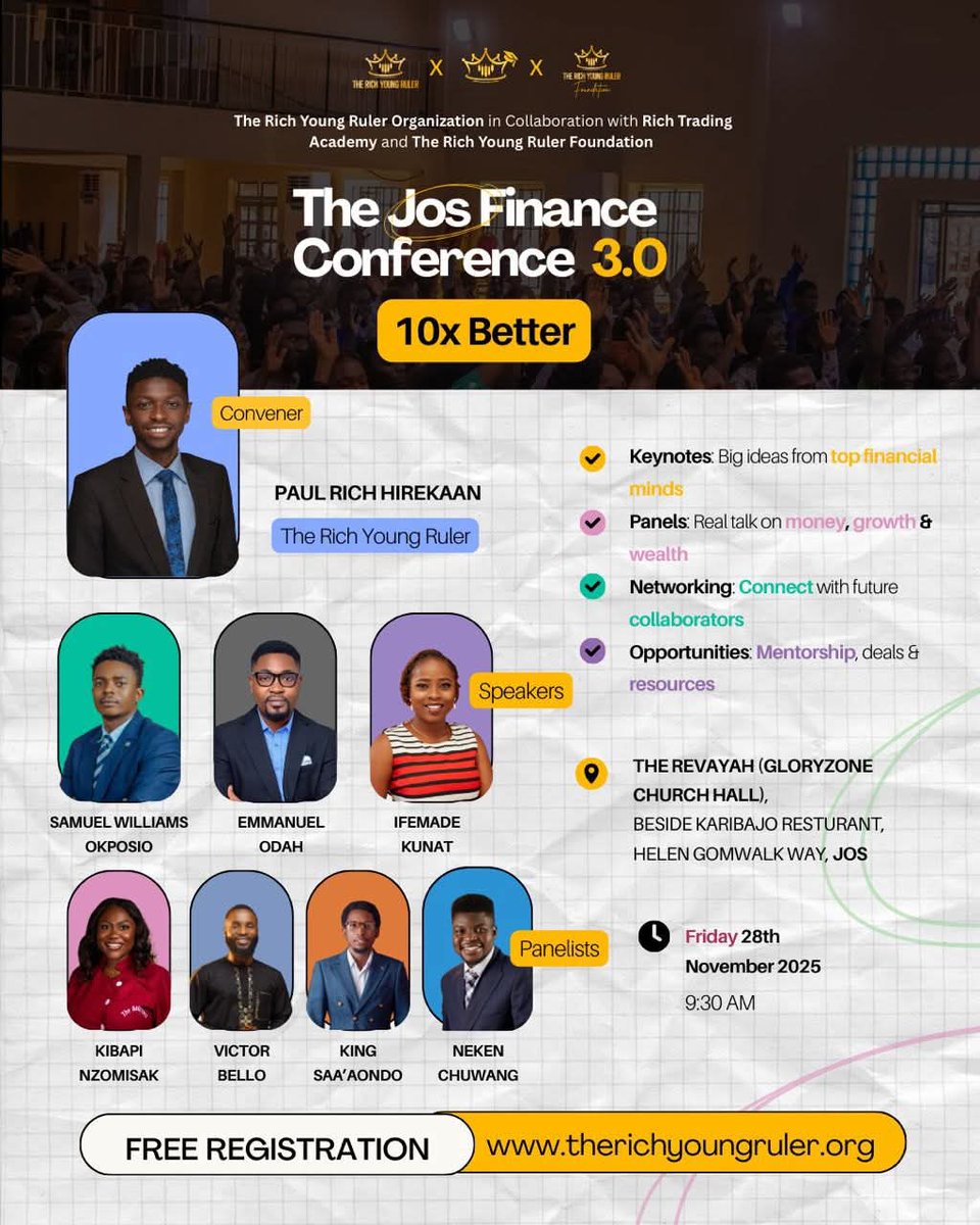 Okarunofweb3's tweet image. I was live at THE JOS FINANCE CONFERENCE 3.0

One key takeaway for me was this -  There is no financial stability without financial literacy.

Read that again. 

GN CT,
We go again tomorrow 🧡.