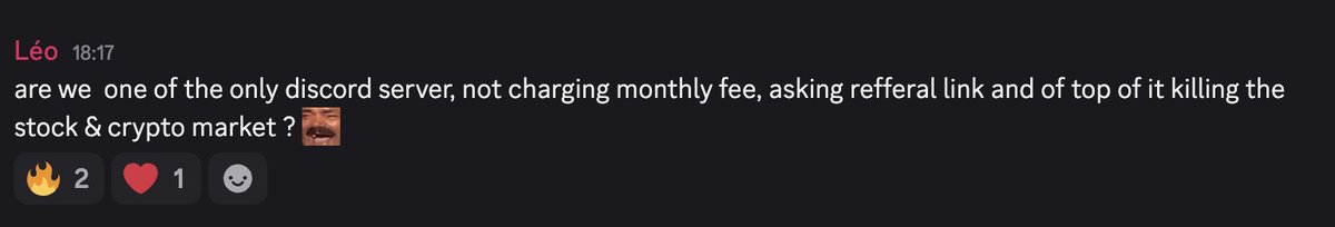 To answer the recent messages: we don’t do “Black Friday deals” to access the server, because we never ask members to pay for anything or sign up through referral links.
We’re simply looking for humble, honest, and genuine members who enjoy sharing micro or macro trade ideas