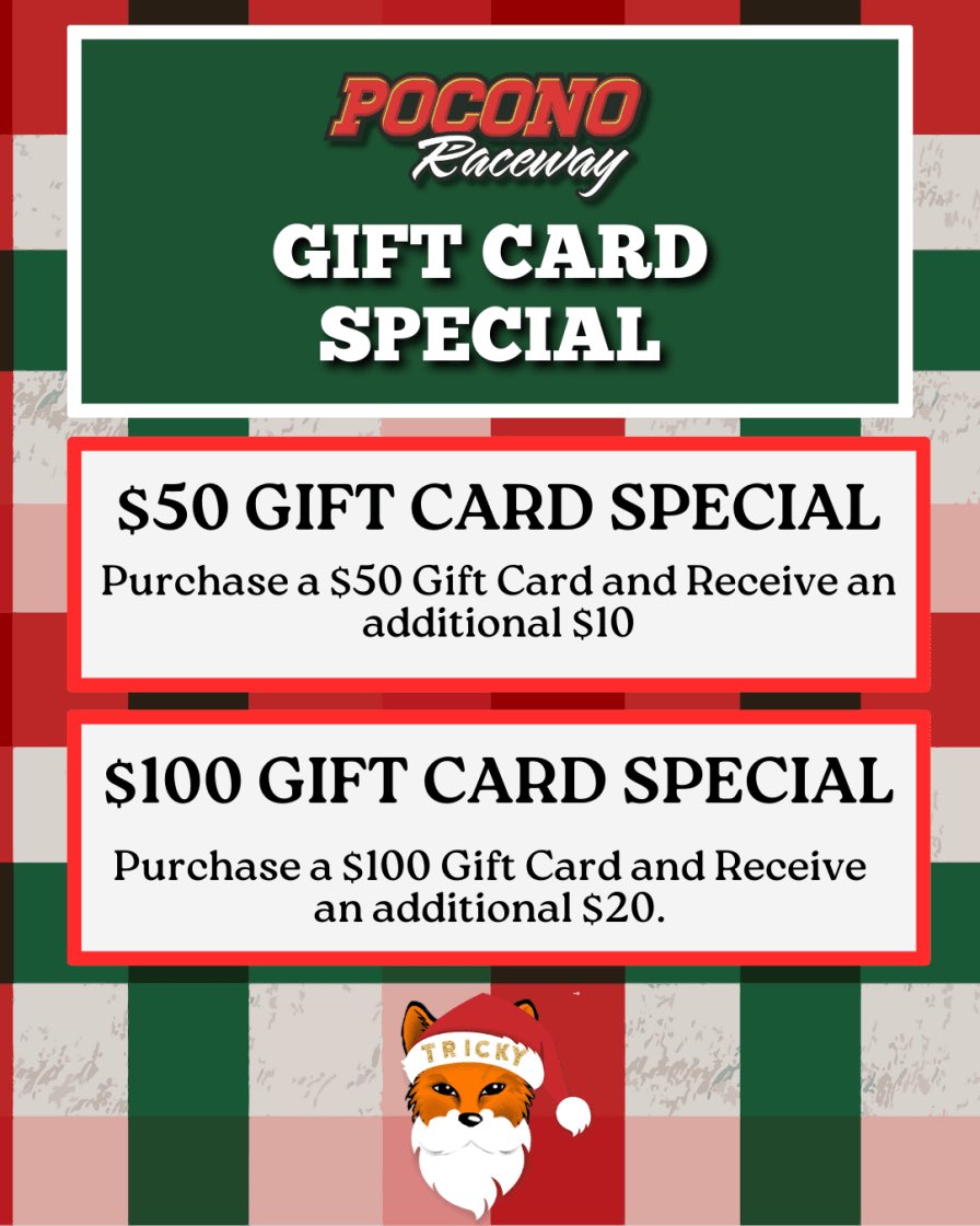 PoconoRaceway's tweet image. Are you back home relaxing from a busy #BlackFriday shopping day?

We have a few more deals for you to consider! Check these out at more!

Save Here: poconoraceway.com/offers