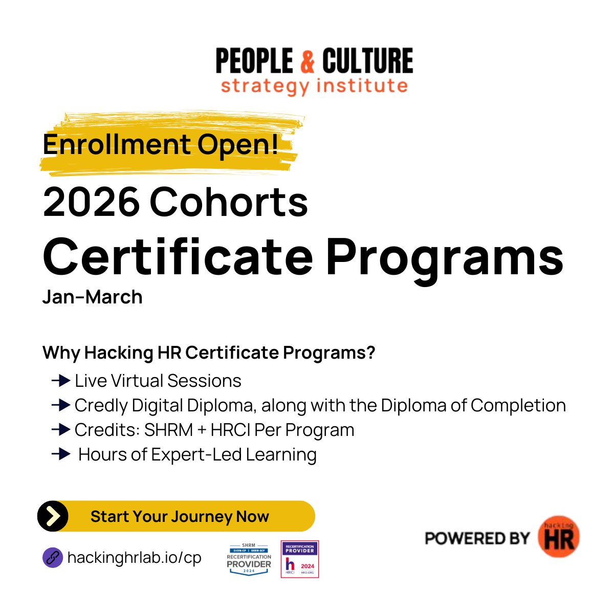 hacking_hr's tweet image. ✨📘 Enrollment is open, and this is the window where careers quietly shift direction.

Every January, people say they want to level up in HR.

The ones who actually move forward are the ones who commit to structured learning, real practice, and a community that pushes their…