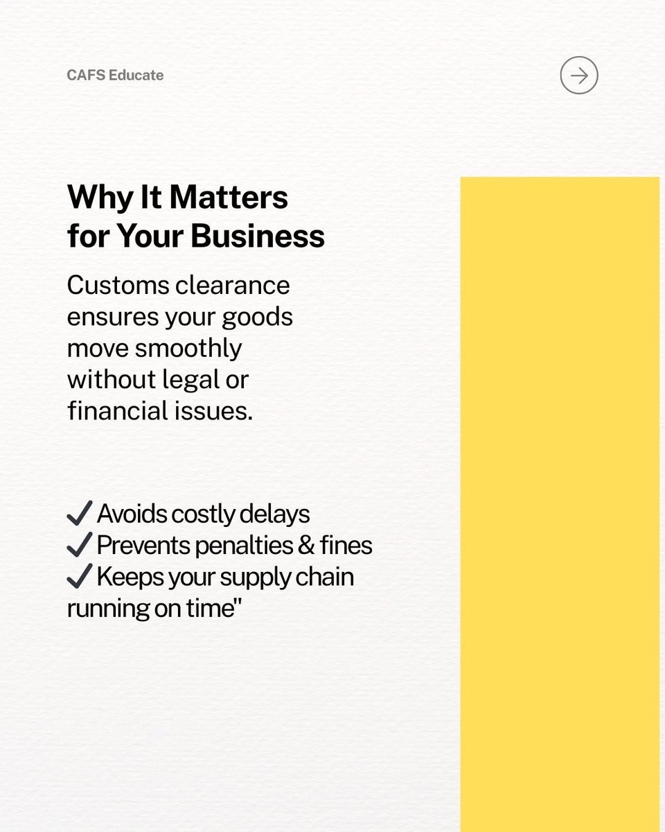 homeboyCecil's tweet image. 📚 CAFS Educate Series: Customs Clearance 101
What it is, why it matters, who handles it, and the key documents you need.
Your guide to smooth imports &amp;amp; exports. 🚢📦
#CAFSEducatesSeries