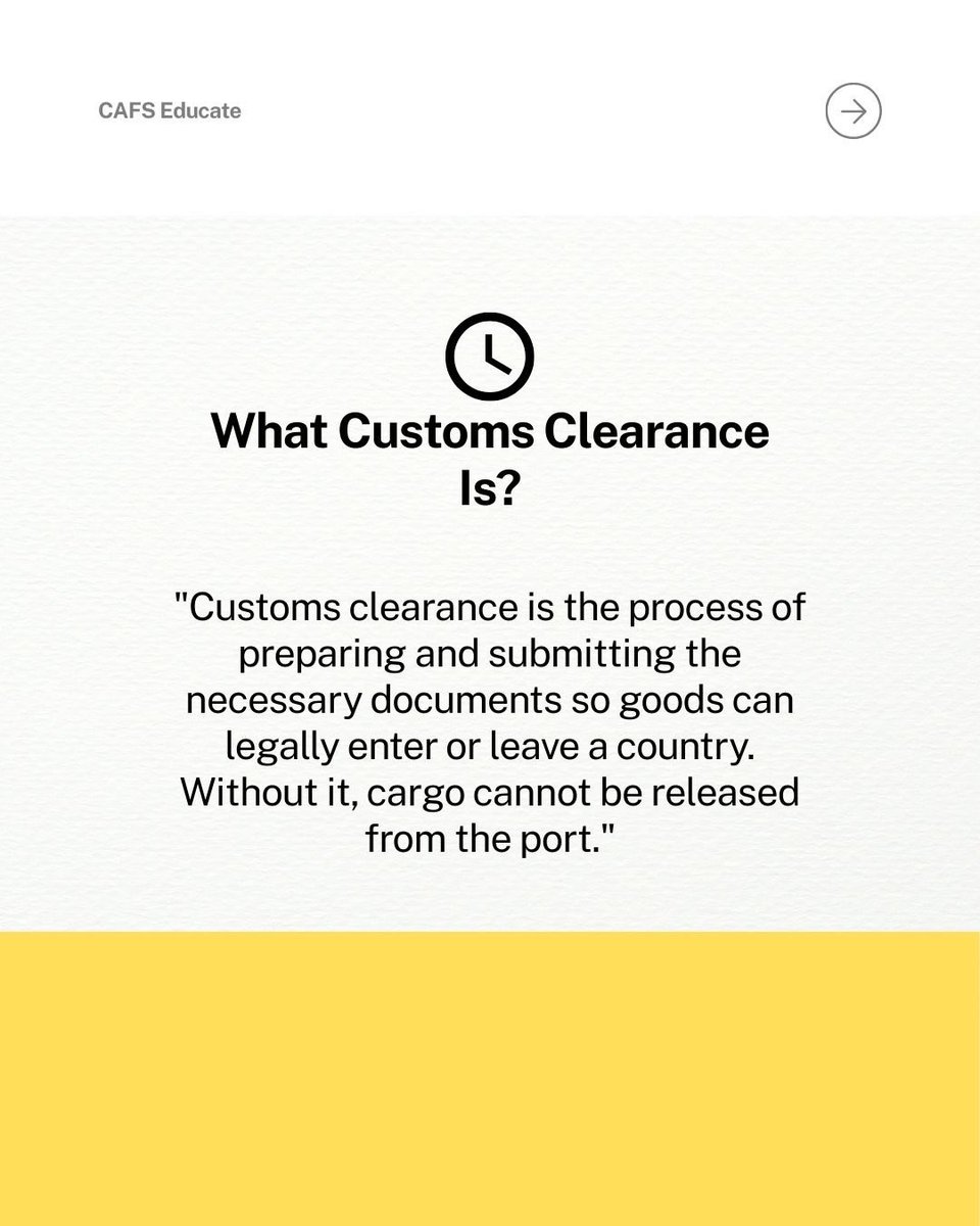 homeboyCecil's tweet image. 📚 CAFS Educate Series: Customs Clearance 101
What it is, why it matters, who handles it, and the key documents you need.
Your guide to smooth imports &amp;amp; exports. 🚢📦
#CAFSEducatesSeries