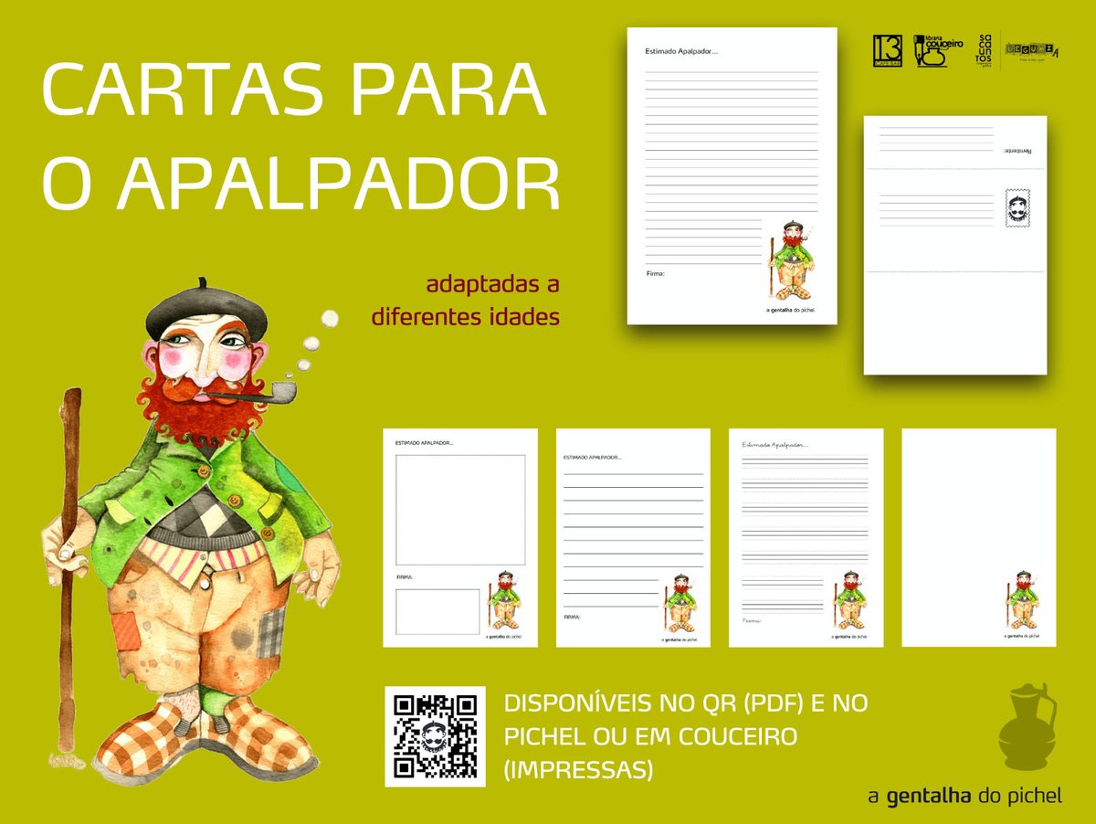 Já temos disponíveis as cartas para o Apalpador! 🌰 
As cartas estam desenhadas para adaptar-se às diferentes idades e jeitos de escrita
Estam disponíveis em pdf nesta ligaçom ceu.gentalha.org/index.php/s/sq…  e para as picheleiras, estarám proximamente também na Gentalha e em Couceiro ✉️