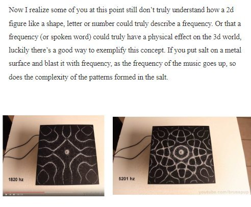 DrutangReborn's tweet image. II: Breaks down the matrix one more notch

We discuss that all is energy, frequency &amp;amp; vibration

We show how vibrations form patterns and shapes in a medium

We then see how that sacred geometry ties into numbers/Numerology

We then see how those numbers are coded into language