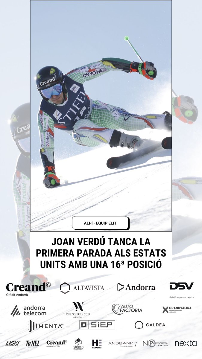 ALPÍ · CRÒNICA · <a href="/JoanVerdu/">Joan Verdú</a> 1⃣6⃣è a la Copa del Món de #CopperMountain 🇺🇸 #WorldCupCopperMountain #FISAlpine <a href="/fisalpine/">FIS Alpine</a> 

INFO ✅ fae.ad/index.php?opti…

📷 #AgenceZoom