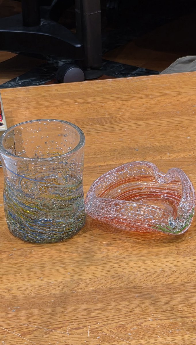 kinashinokai's tweet image. #木梨の会
レオンからの沖縄土産❗
手作りグラスと灰皿✨️

#TBSラジオ