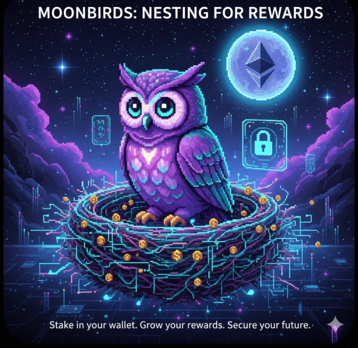 AKH_ETH's tweet image. Beyond the art, Nesting is why @moonbirds truly flies. It&apos;s a masterclass in incentivizing long-term hodling without custody risk. Your NFT stays in your wallet, yet earns rewards. it&apos;s proving commitment. What other projects could benefit from a non-custodial &apos;lock-up mechanism?