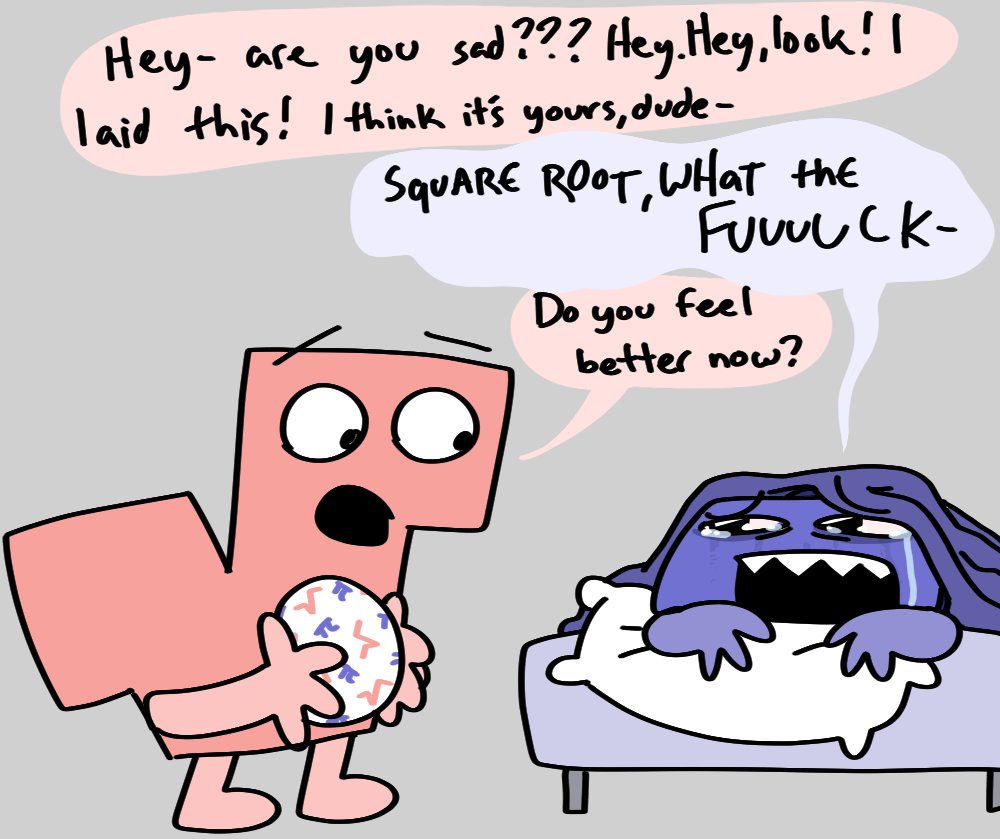 Verastophy's tweet image. pi is sad but square root helps!!