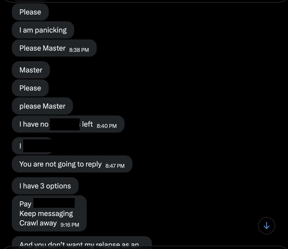 Rob_Devours's tweet image. I know you’re suffering. The panic. The weight pressing down on your chest. It hurts to be away from me. Thing is, you know how  to get my attention. You don’t want to admit it to yourself, but you know.