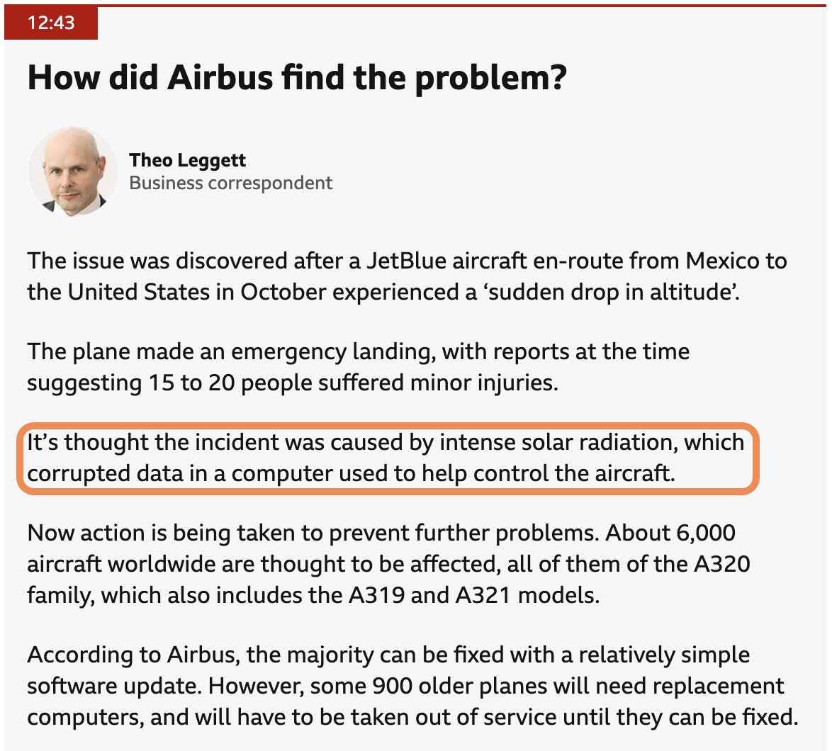 RyanJFrench's tweet image. A big day for space weather, with the BBC reporting that a Mexico-to-USA flight in October experienced a &apos;sudden drop in altitude&apos;, likely caused by *solar energetic particles* from the Sun. Here is an explanation and some thoughts as a solar astrophysicist (a thread): 1/8