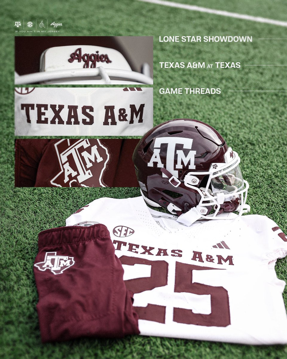 AggieFootball's tweet photo. Maroon. White. Maroon. https://t.co/uwU51iJWnw