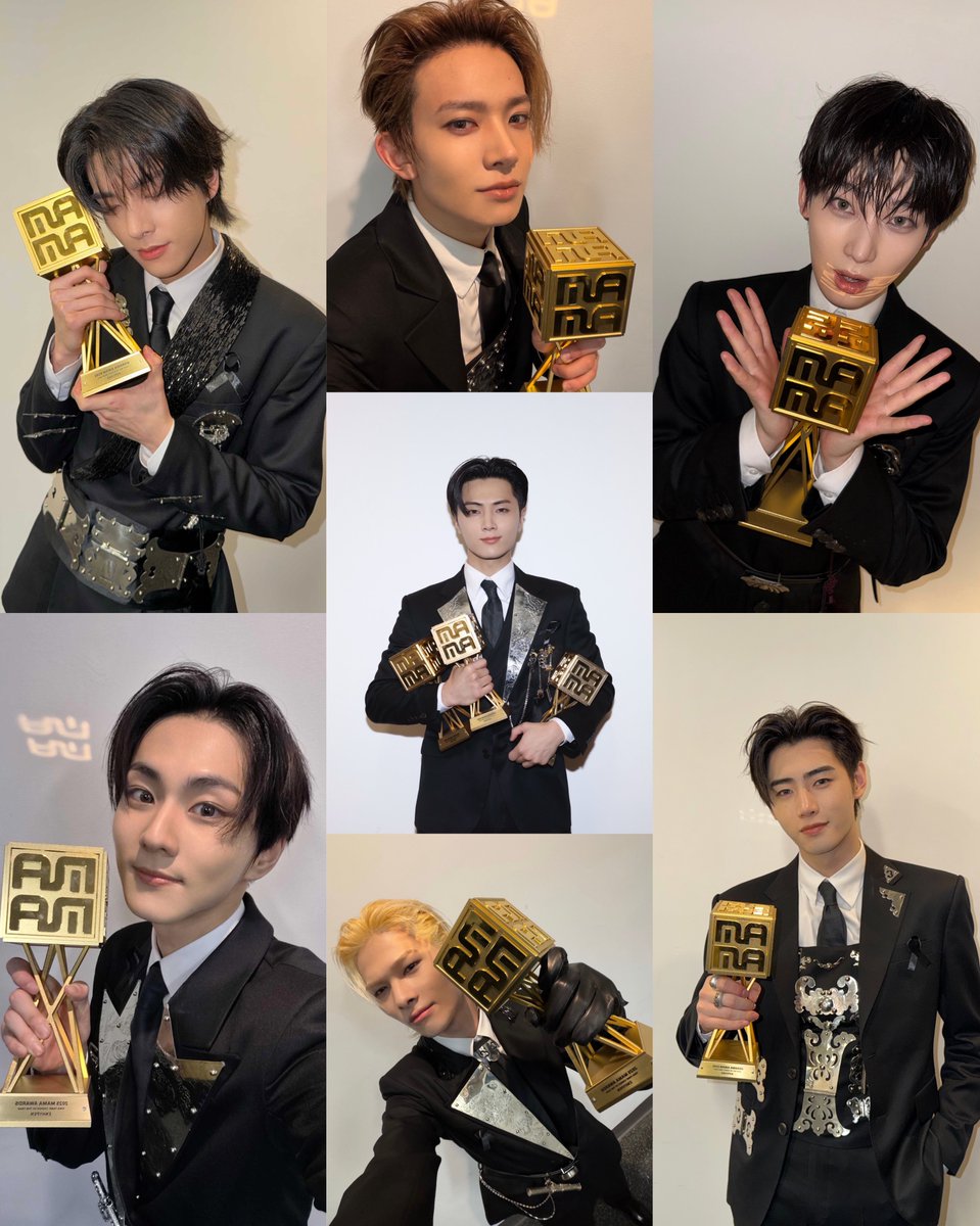 rikittalgi's tweet image. ot7 came home with their mama daesang trophy 🥹🏆