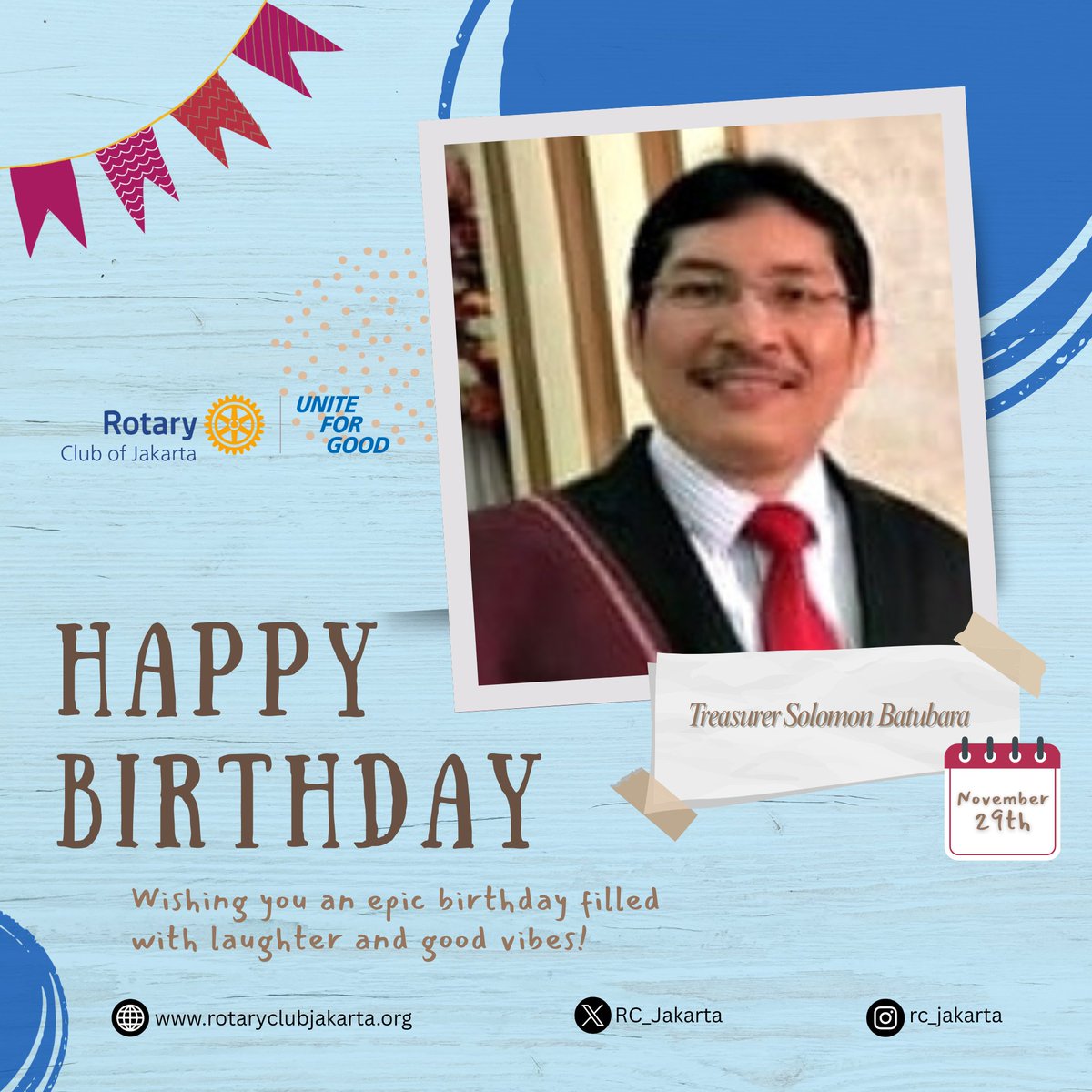 Today is our Club Treasurer Solomon Batubara's birthday! Happiest happy birthday Treasurer Solomon 🎂🍾💐 Wishing you an epic birthday filled with laughter and good vibes! God Bless #happybirthday #birthday #memberbirthday #rotary #rotaryd3410