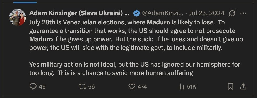 DataRepublican's tweet image. Just one year ago, you were enthusiastically supporting a war on Venezuela if Maduro won. 

I guess your handler, Alex Soros, got to you. @EmmaRincon