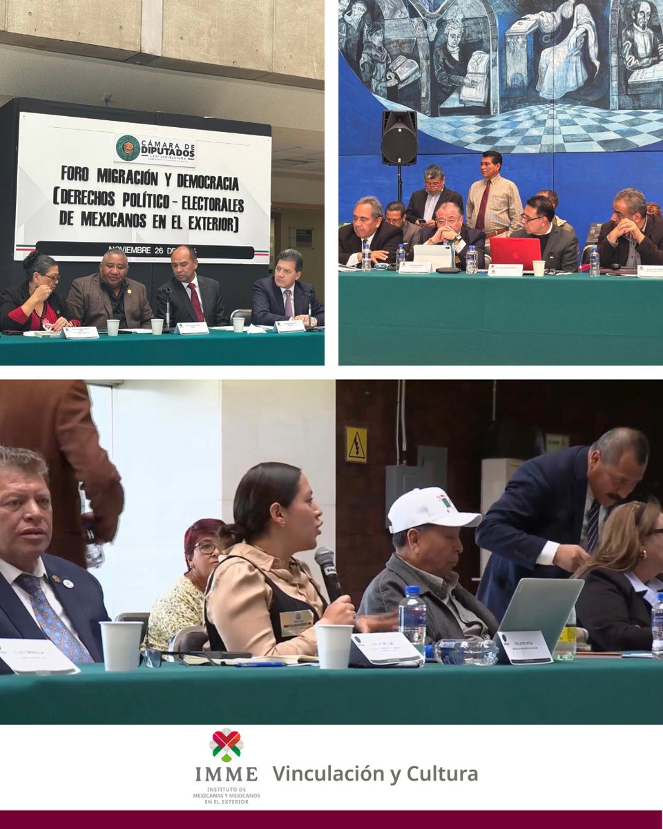 IME_SRE's tweet image. El #IMME participó en el Foro “Migración y Democracia” en la Cámara de Diputados, donde la comunidad migrante presentó propuestas para fortalecer el voto y la participación política desde el exterior.
La diáspora recuerda que México también se construye desde fuera. 🇲🇽✈️