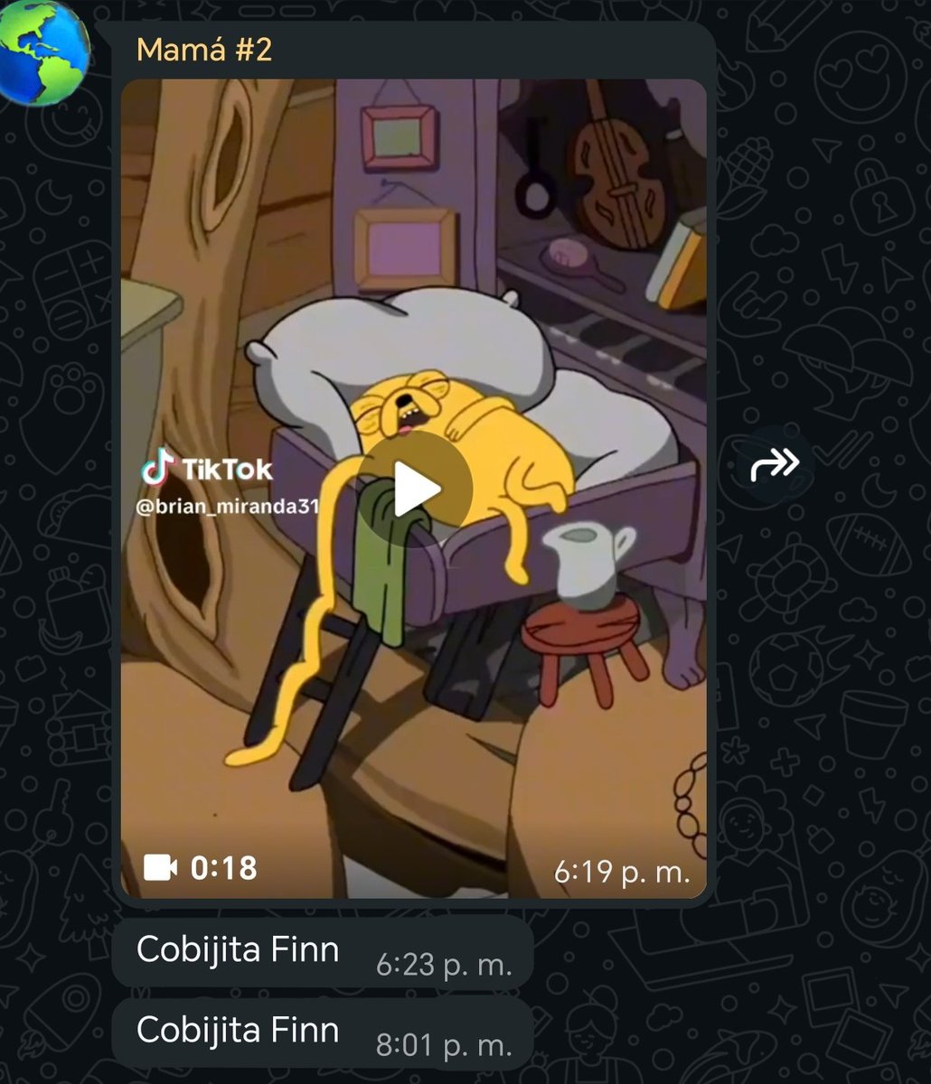 Mi mamá anda enferma y cada que quiere algo manda mensaje diciendo cobijita finn
