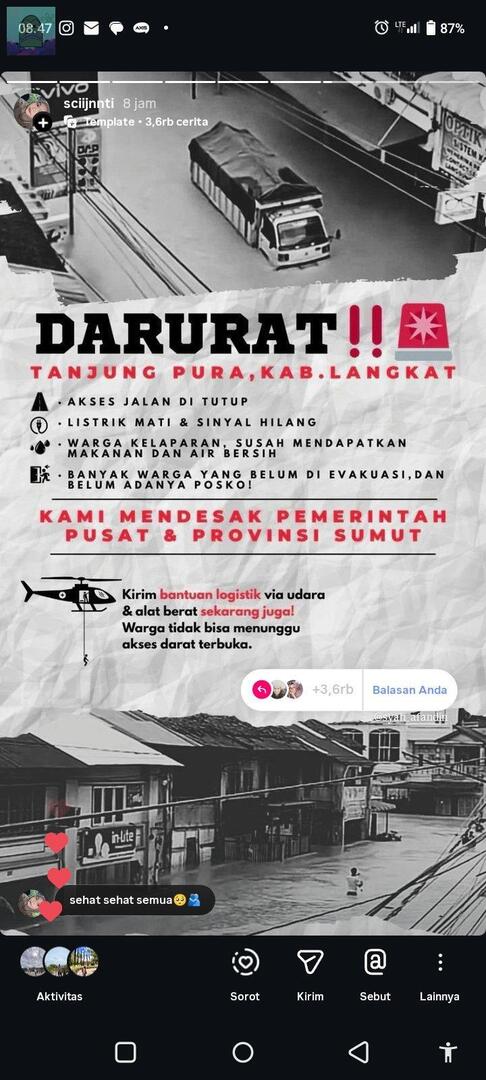 tanyakanrl's tweet image. 💚 temen² mau minta tolong naikkan berita banjir di Langkat kecamatan Tanjung Pura, krna disana listrik udh mati, 3hari gk berkabar sm kluarga. Debit air makin tinggi kira² se dada orang dewasa arus kencang terus. Sementara pemerintah gk menetapkan status bencana  ini🥺