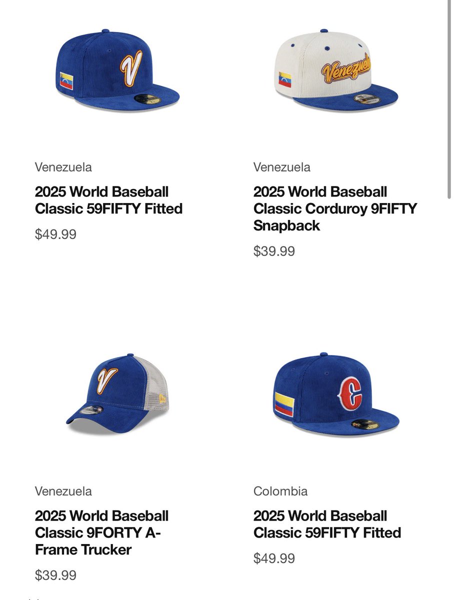 DanielAlvarezEE's tweet image. Ya hay venta de gorras del Clásico Mundial de Béisbol en @NewEraCap. 

Link: neweracap.com/search?q=Venez…