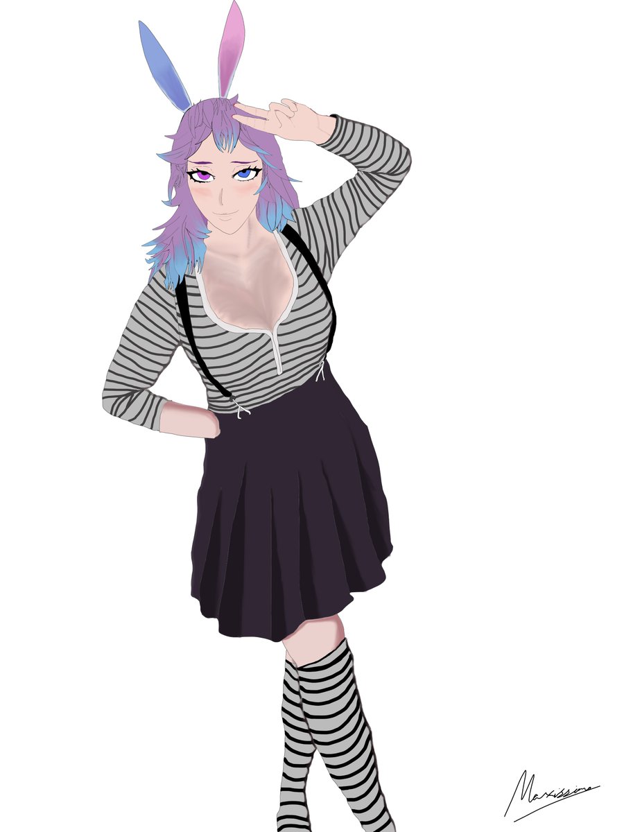 True_Maxissimo's tweet image. Tried digital art for the first time. Thought I'd draw CottontailVA considering she's celebrating 5 years of Vtubing. Congratulations! 🥳 #cottoncreate #cottontailva