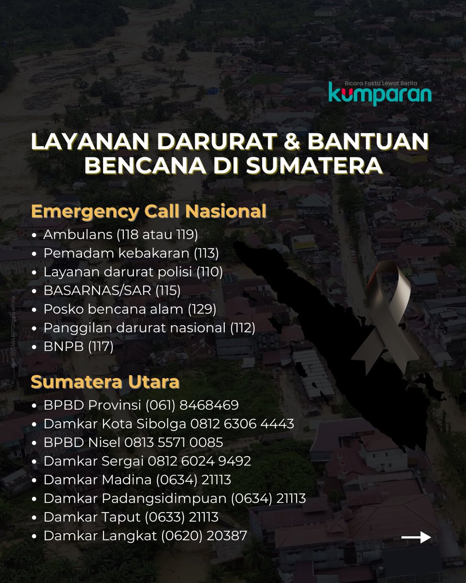 kumparan's tweet image. Share konten ini supaya informasi nomor darurat ini bisa sampai ke teman-teman yang membutuhkannya.

#engagement #intcom #am #carousel #PrayForSumatera #infokontakdarurat #info #infoterkini #berita #beritaterkini #bicarafaktalewatberita #kumparan