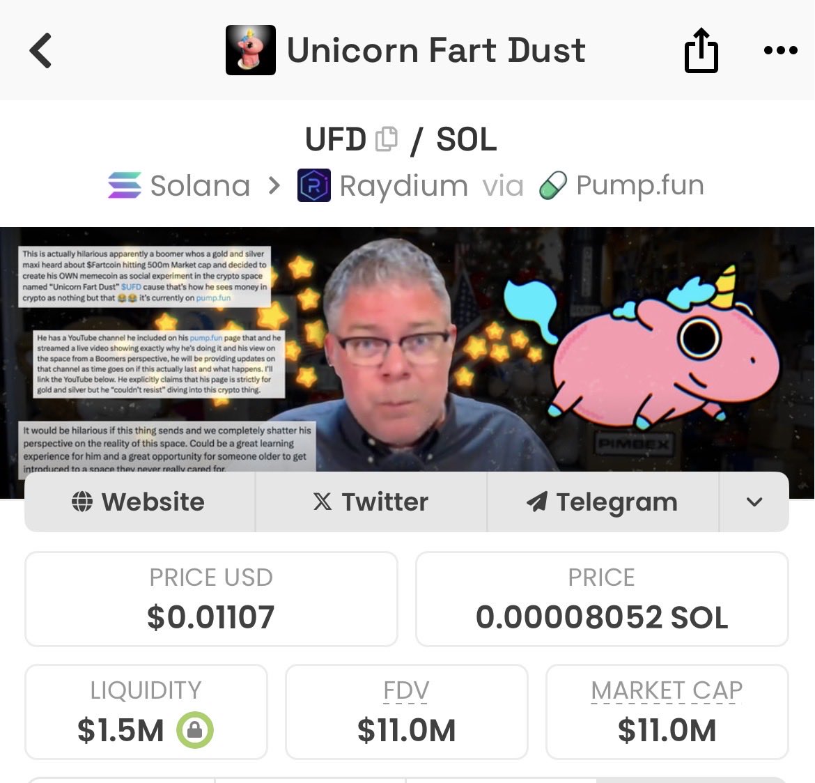 $UFD is next 🆙

Community is everything with this coin

Good energy

Memecoin image optimized for greatness

See ya higher!

eL5fUxj2J4CiQsmW85k5FG9DvuQjjUoBHoQBi2Kpump

Web: unicornfartdust.com