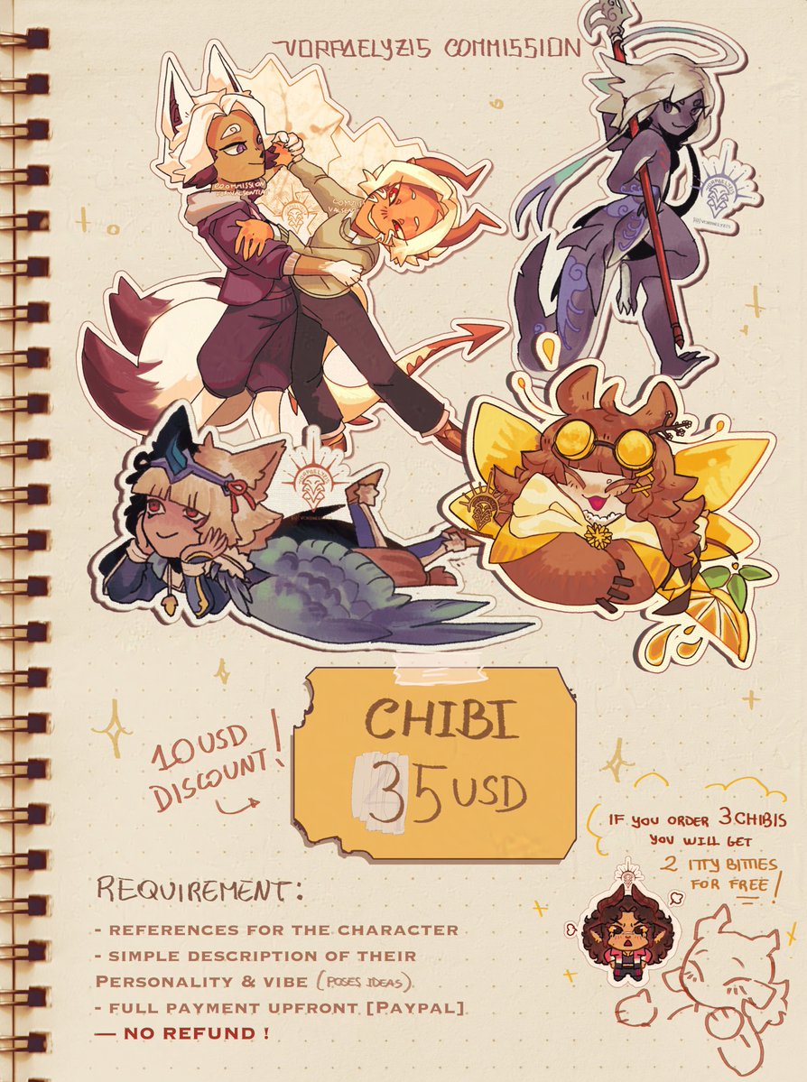 💫Opening slots for: Sketch Skeb &amp; colored Chibi!💫

 I will be starting them come December. Normal slots takes priority in terms of queue. Their turnaround are however around a week or so normally! c: 

✨Contact Form &amp; TOS can be found below as well as extra info