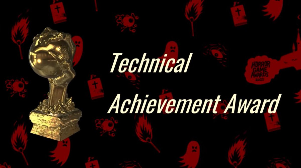 Your nominees for Technical Achievement Award are:

🩸 Flesh Made Fear from <a href="/TaintedPact/">🦑Tainted Pact Games🦑</a>
🩸 Look Outside from <a href="/FrancisCoulombe/">Francis Coulombe</a> and <a href="/devolverdigital/">Devolver Digital</a>
🩸 LUTO from <a href="/BrokenBirdGames/">Luto - Broken Bird Games</a>
🩸 The Midnight Walk from <a href="/MoonHoodStudios/">MoonHood</a>
🩸 The Outlast Trials from <a href="/TheRedBarrels/">Red Barrels</a>
🩸 R.E P.O from
