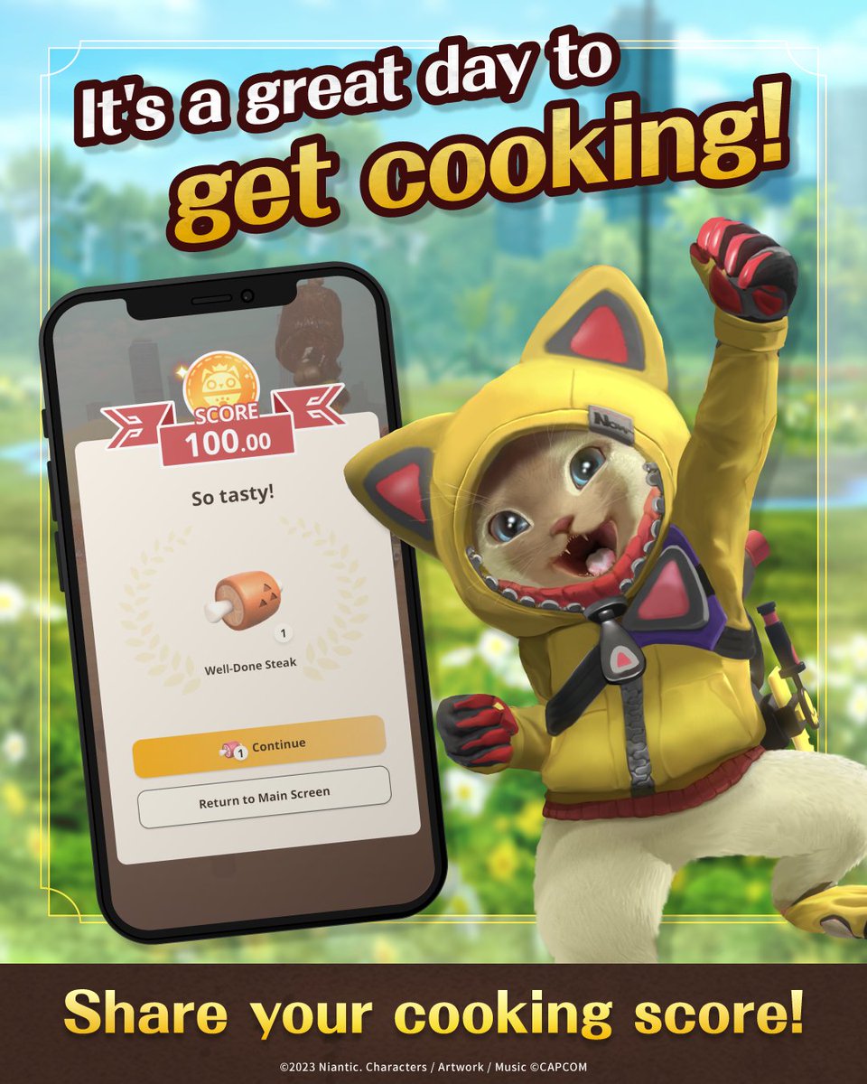 MH_Now_EN's tweet image. 🍖 Today is a great day to get cooking! 🍖

What’s your secret to a cooking score of 100? 👀
Share a screenshot of your score, and tell us your tips for hitting that perfect 100! 💯

#MHNow #monsterhunternow #sotasty!